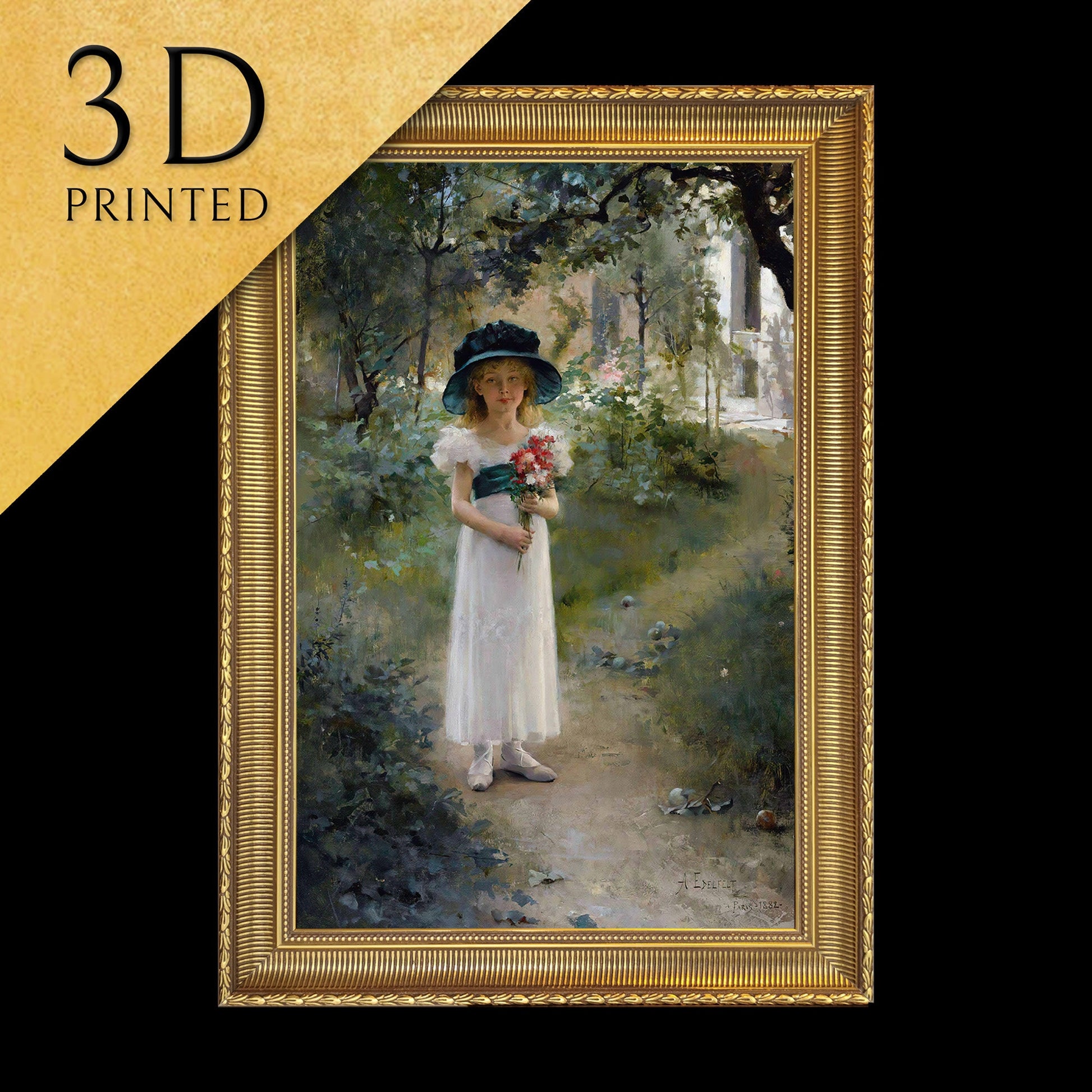 Au Jardin - by Albert Edelfelt, 3d Printed with texture and brush strokes looks like original oil painting.