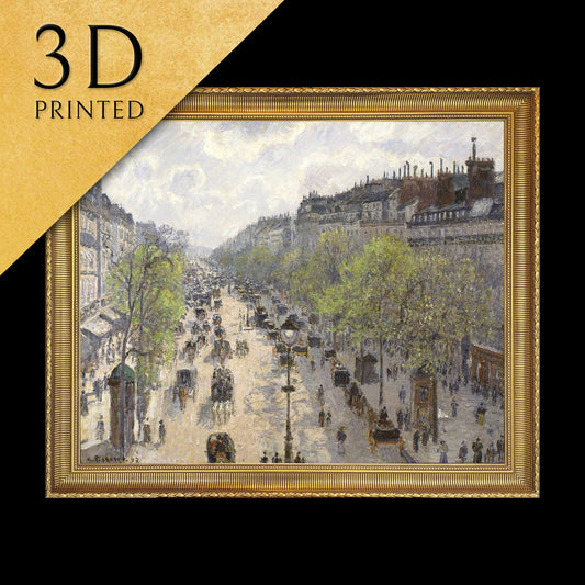 Boulevard Montmartre, Spring - by Camille Pisarro, 3d Printed with texture and brush strokes looks like original oil painting.