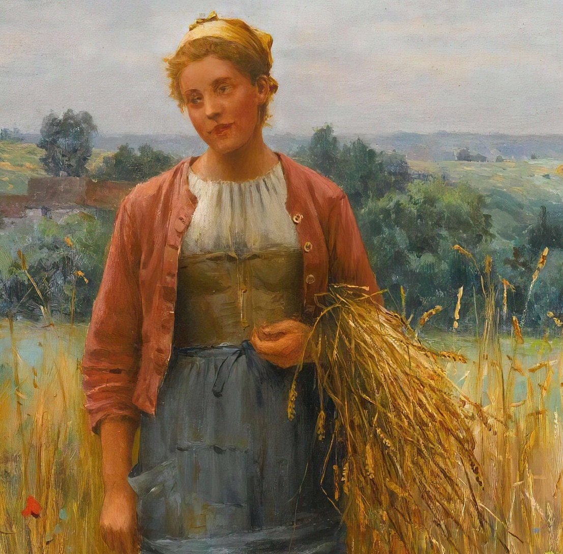 Jeannine Gleaning - by Daniel Ridgway Knight, 3d Printed with texture and brush strokes looks like original oilpainting.