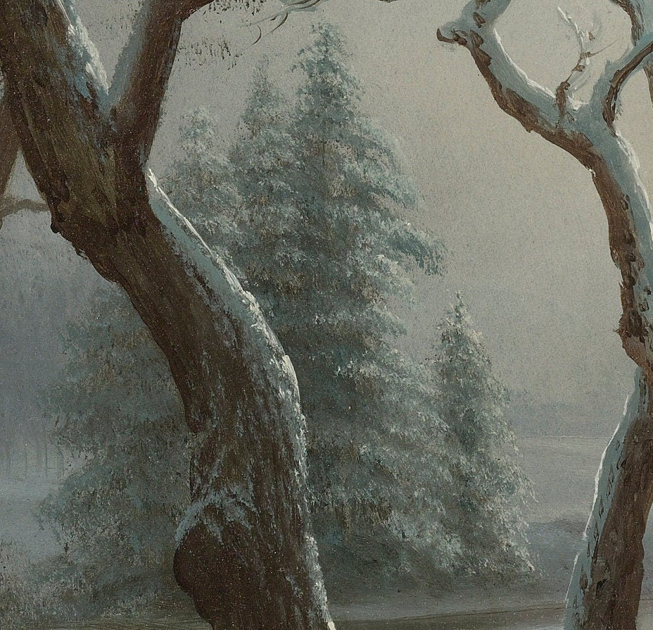 Winter Yosemite Print by Bierstadt: 3D Textured Oil Painting Reproduction