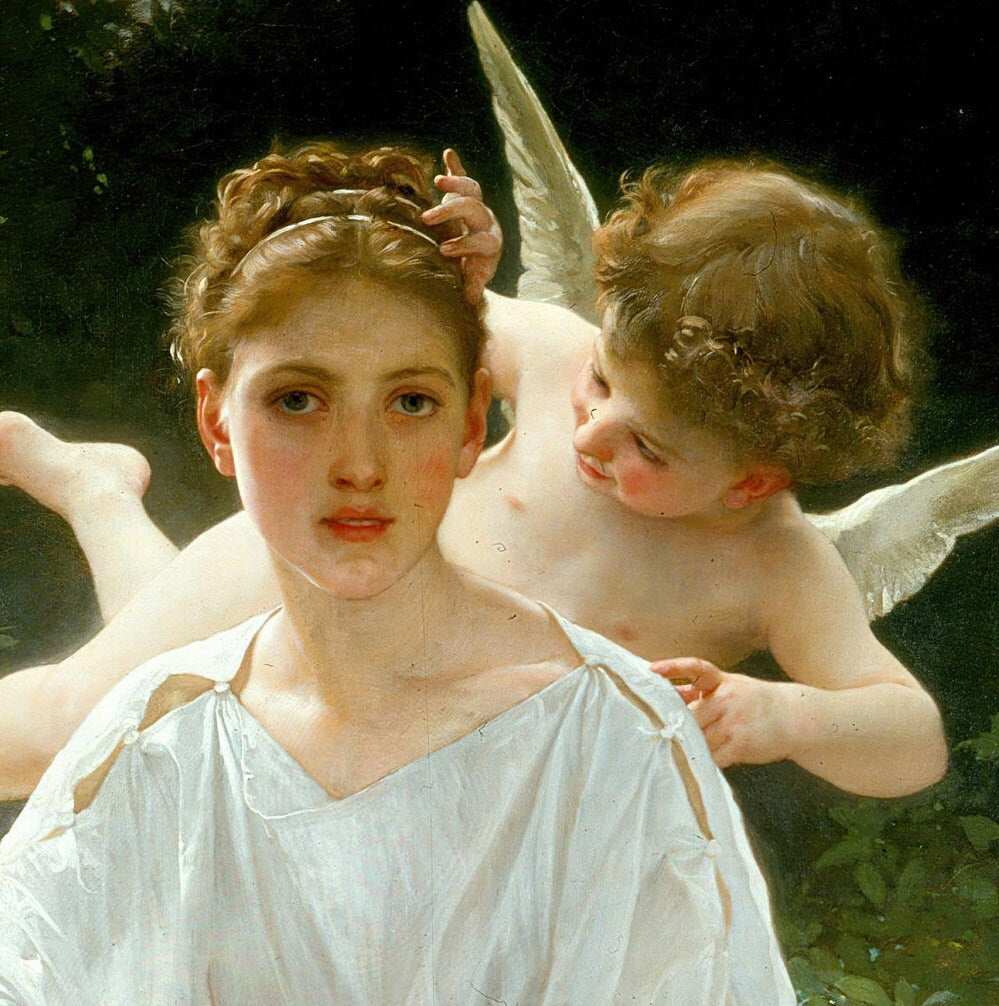 Whisperings of Love - by William Bouguereau, 3d Printed with texture and brush strokes looks like original oilpainting.