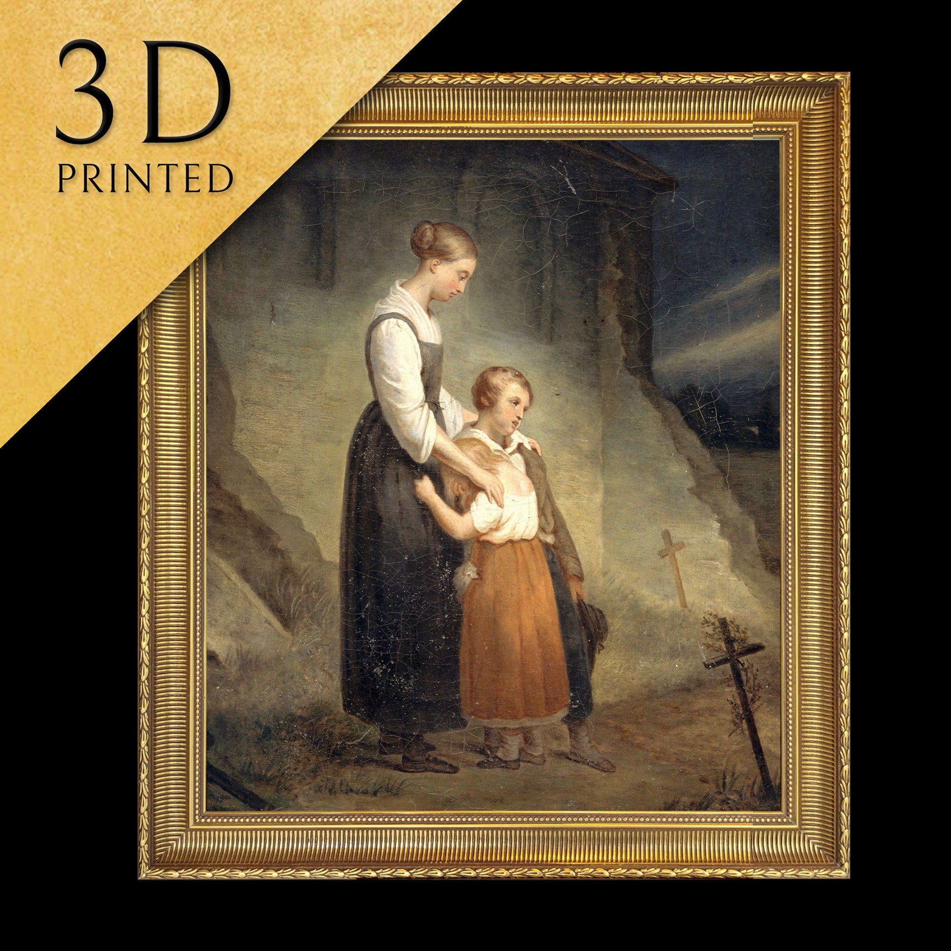 The Orphans - by Ary Scheffer, 3d Printed with texture and brush strokes looks like original oilpainting.