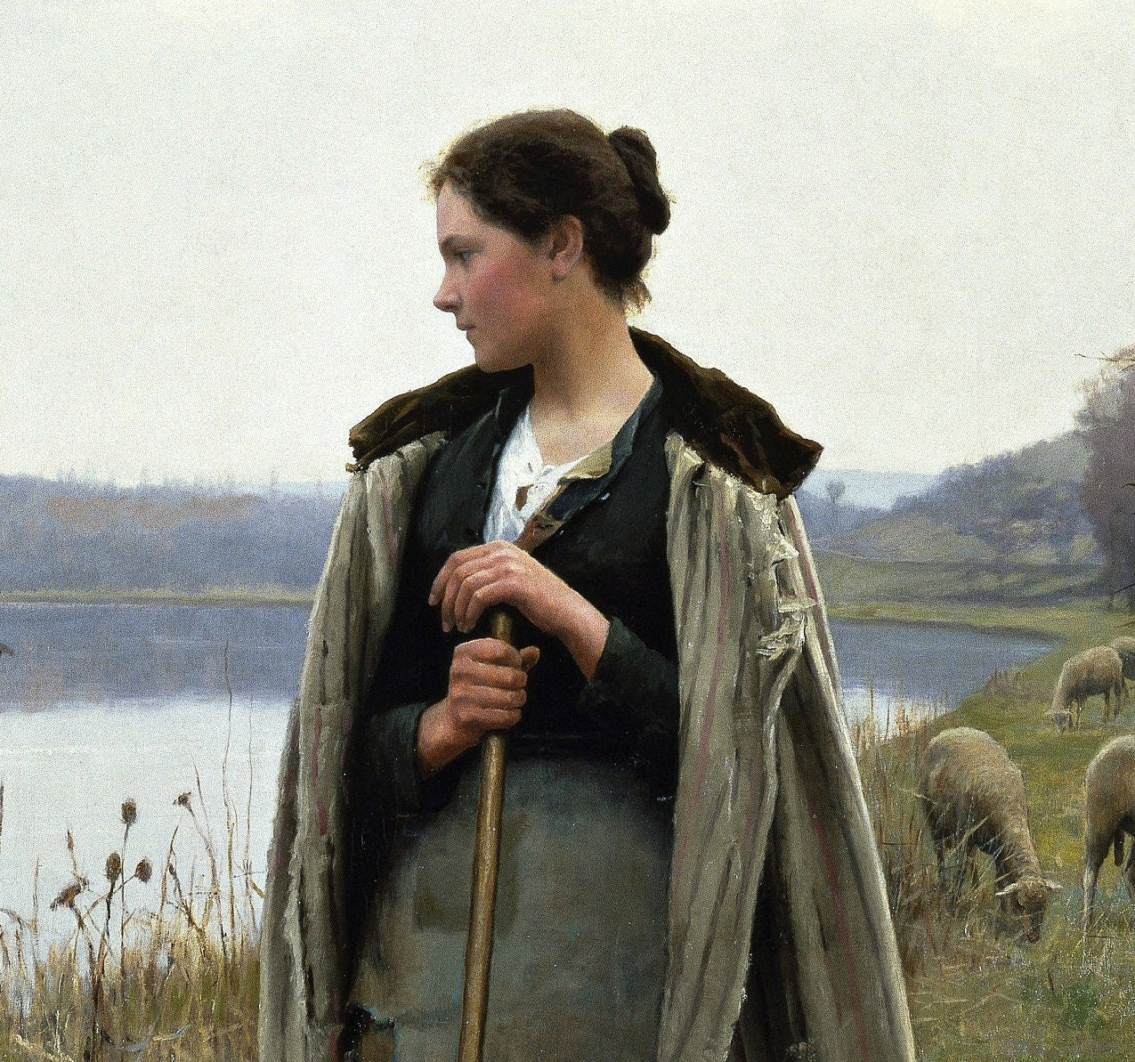 Daniel Ridgway Knight Print: The Shepherdess of Rolleboise, 3D Textured Art