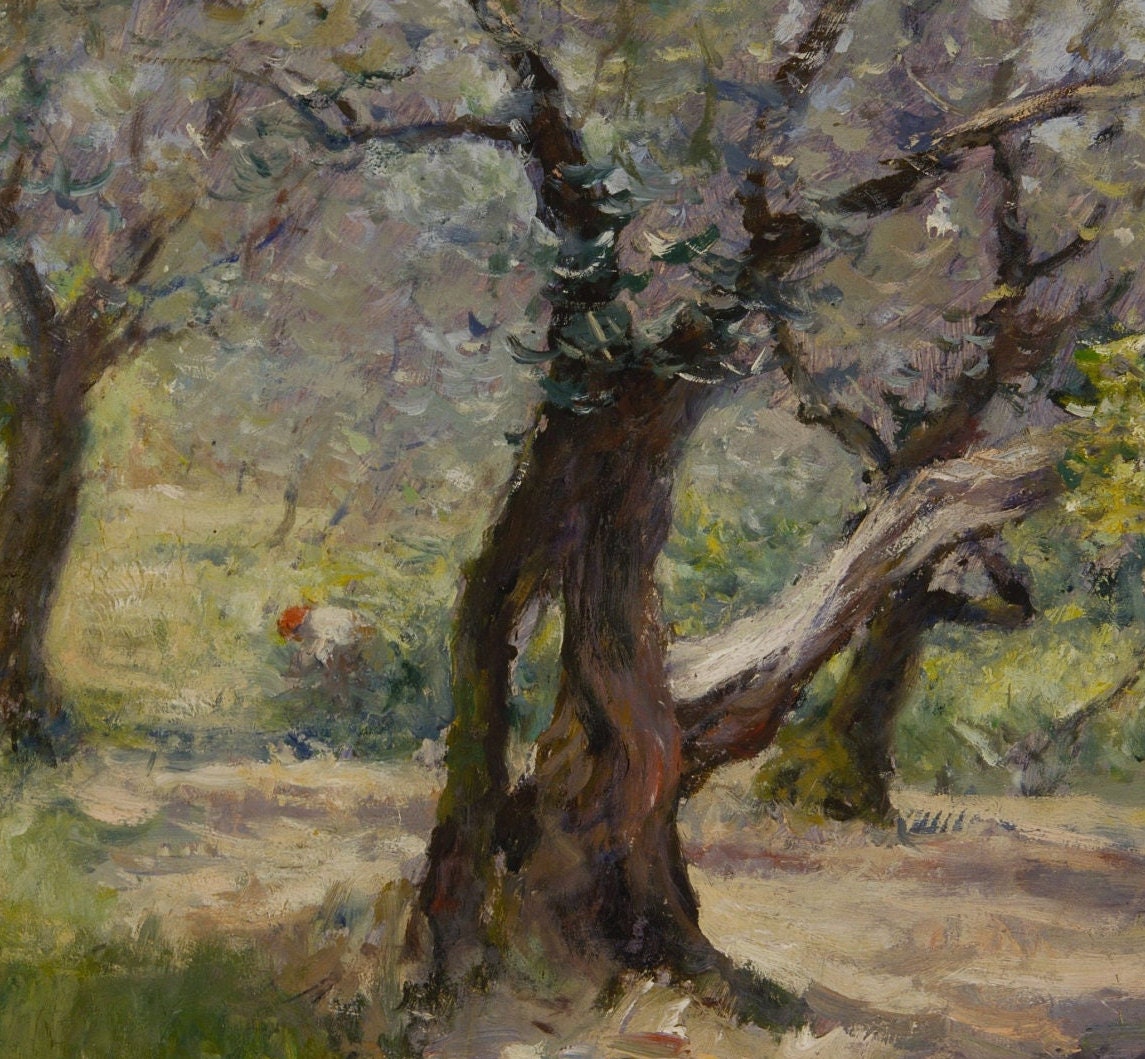 The Olive Grove by William Merritt Chase, 3d Printed with texture and brush strokes looks like original oil painting, Landscape.