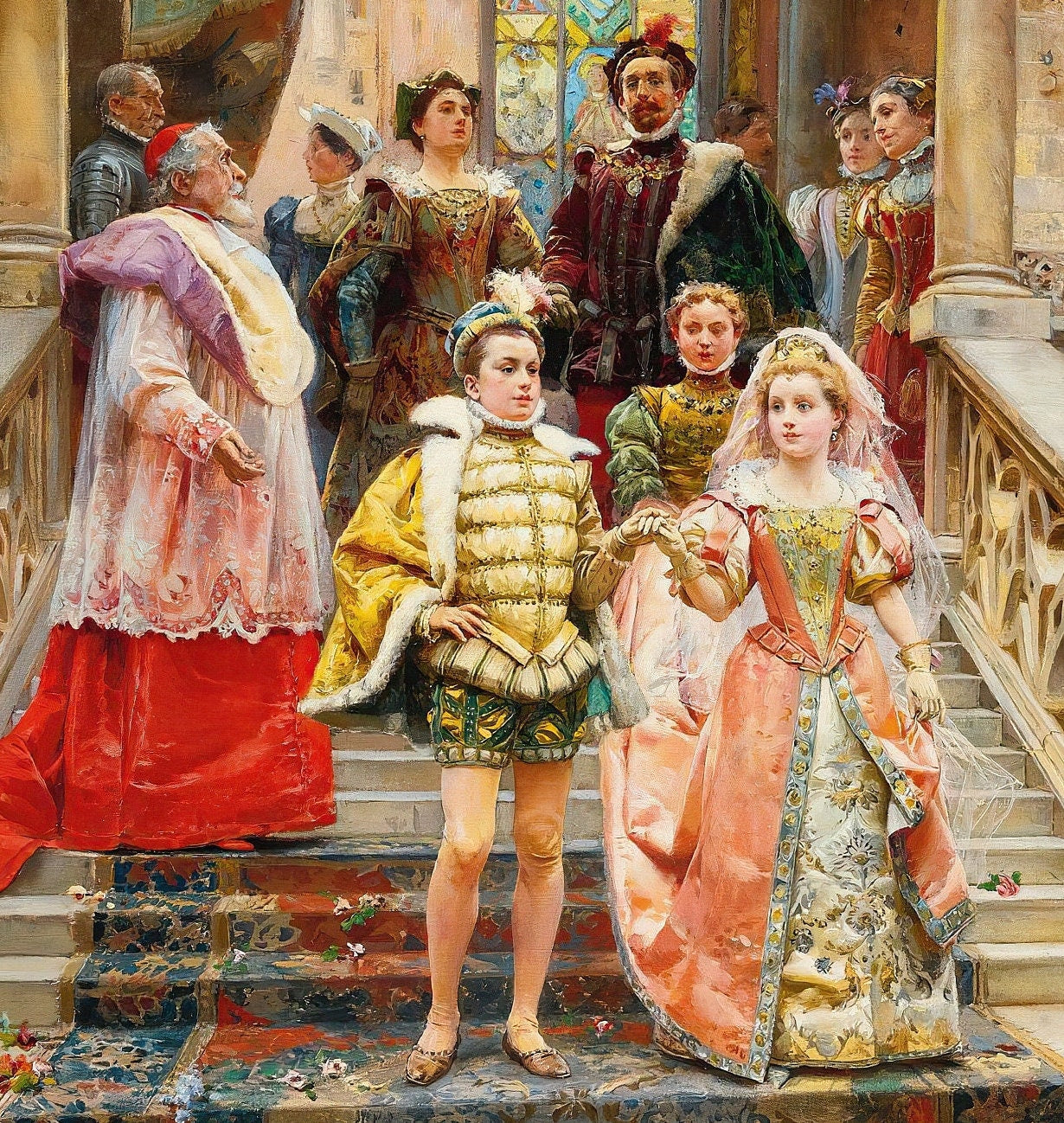 Cesare Auguste Detti - The Marriage Of The Prince - 3D Printed Textured Oil Painting Reproduction