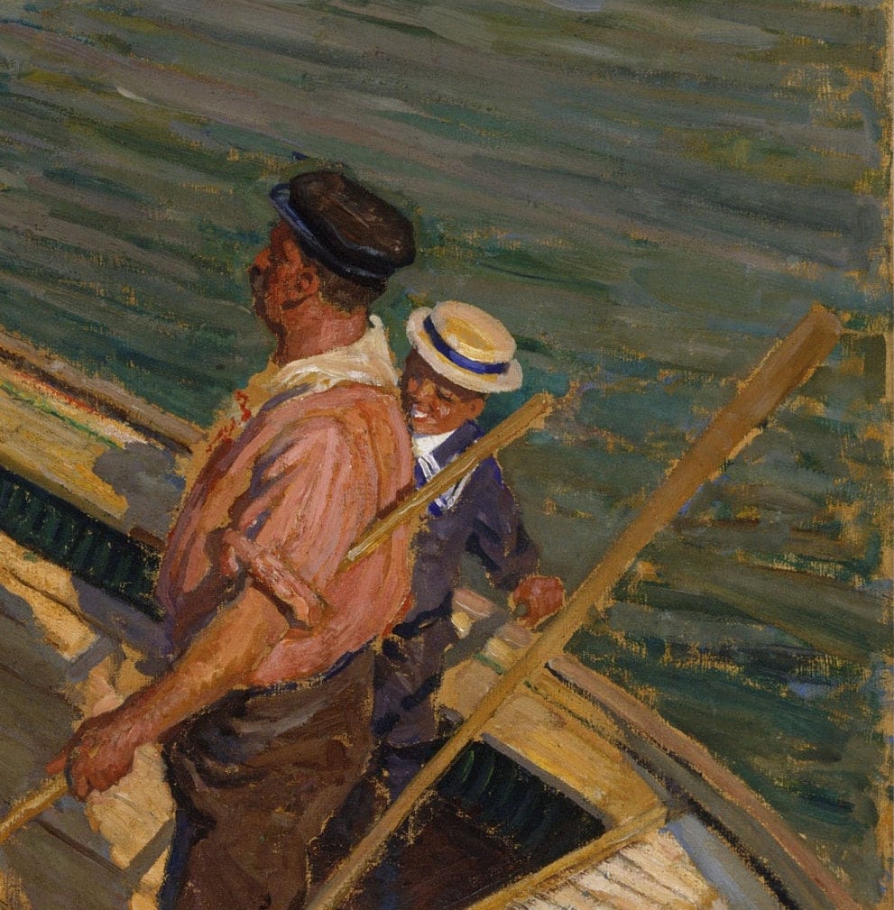 E Phillips Fox 'The Ferry' 3D Textured Print: Impressionist Art
