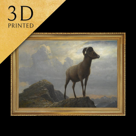 Study of a Bighorn Ram by Albert Bierstadt, 3d Printed with texture and brush strokes looks like original oilpainting,high quality.