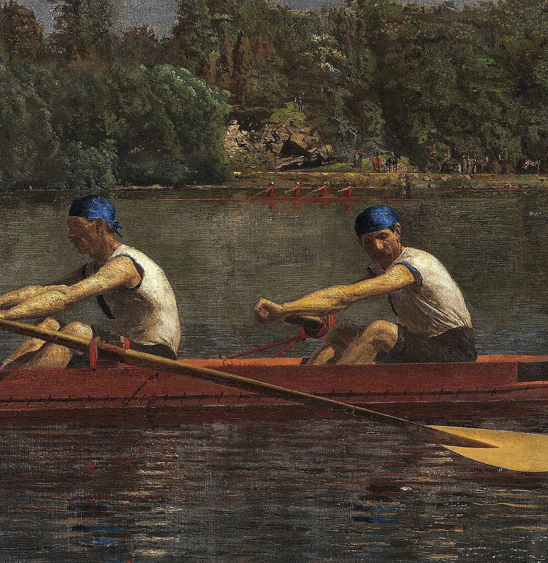 The Biglin Brothers Racing by Thomas Eakins, 3d Printed with texture and brush strokes looks like original oil painting.