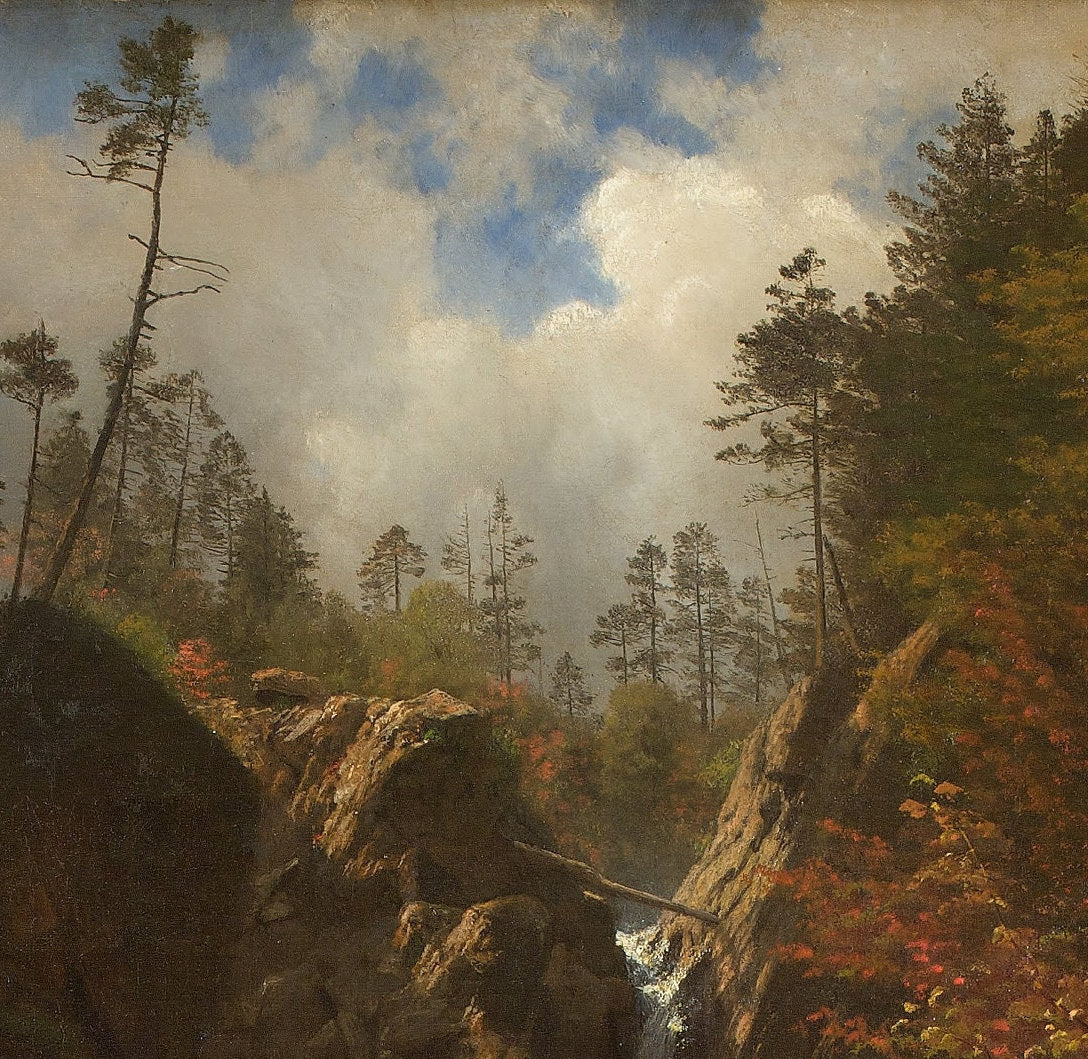 Glen Ellis Falls by Albert Bierstadt, 3d Printed with texture and brush strokes looks like original oil painting.