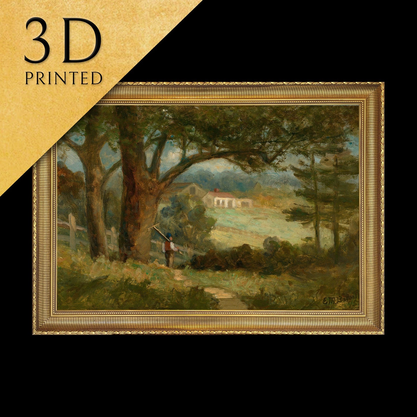 Homeward by Edward Mitchell Bannister, 3d Printed with texture and brush strokes looks like original oil painting, high realistic printing.