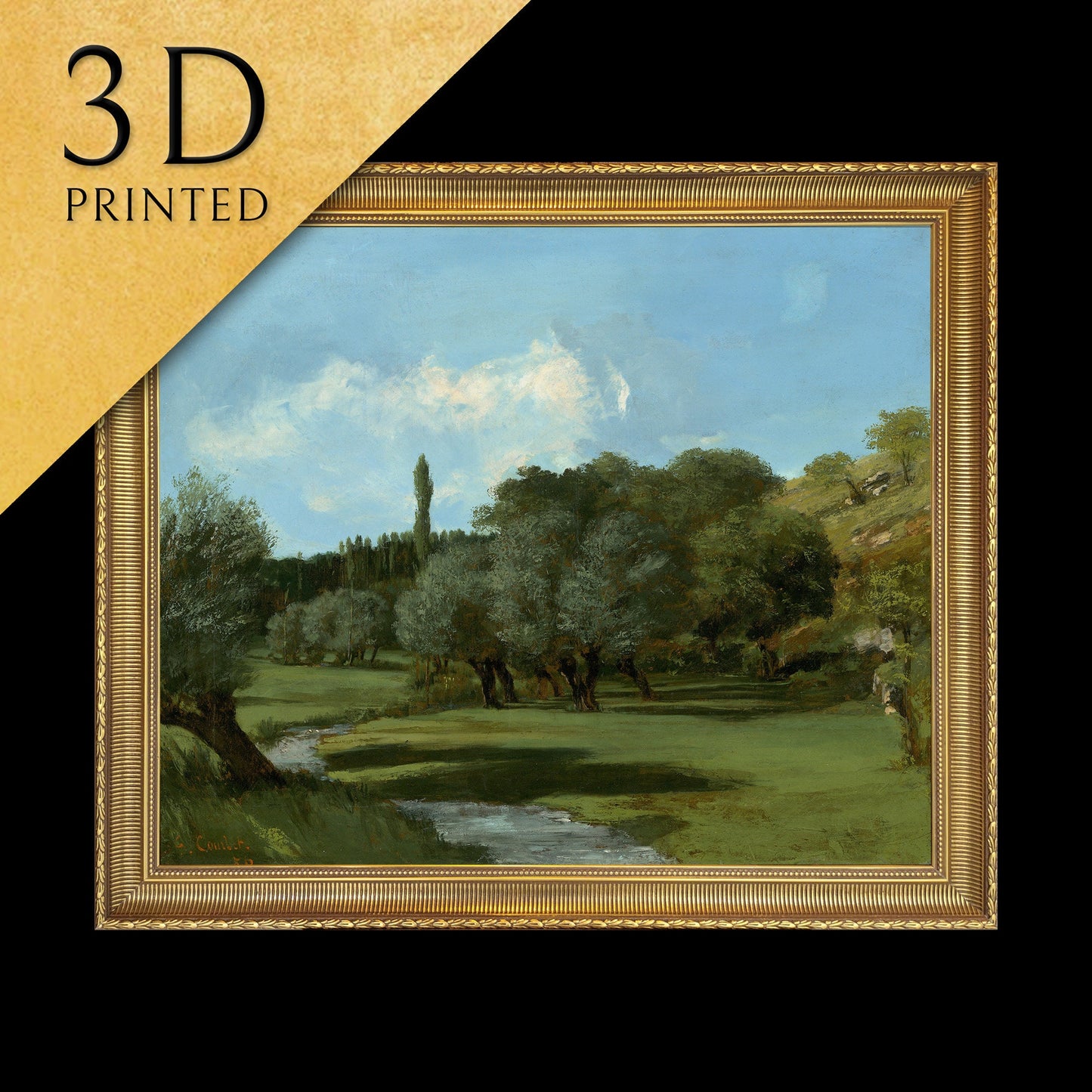 La Bretonnerie by Gustave Courbet, 3d printed with texture and brush strokes looks like original oilpainting, high realistic printing.