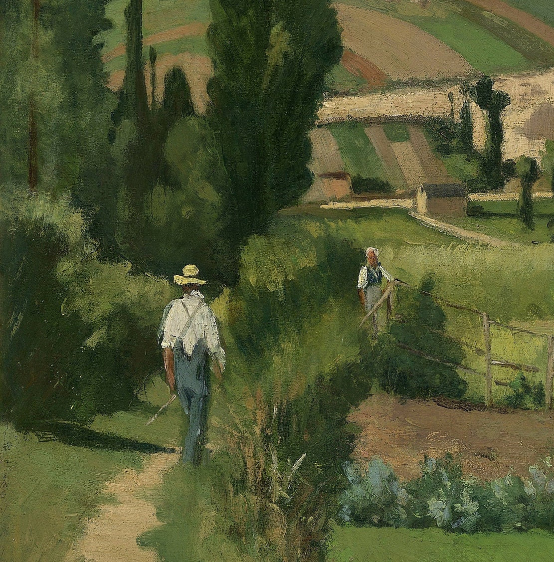 Les Pâtis,Pontoise by Camille Pissarro, 3d printed with texture and brush strokes looks like original oil painting high realistic printing.