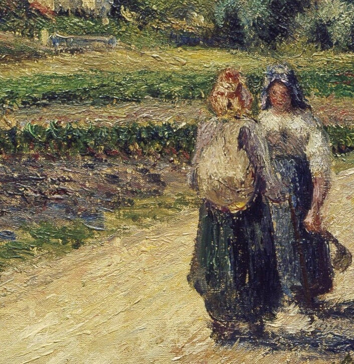 Camille Pissarro 'Auvers Road' 3D Print: Textured Impressionist Art