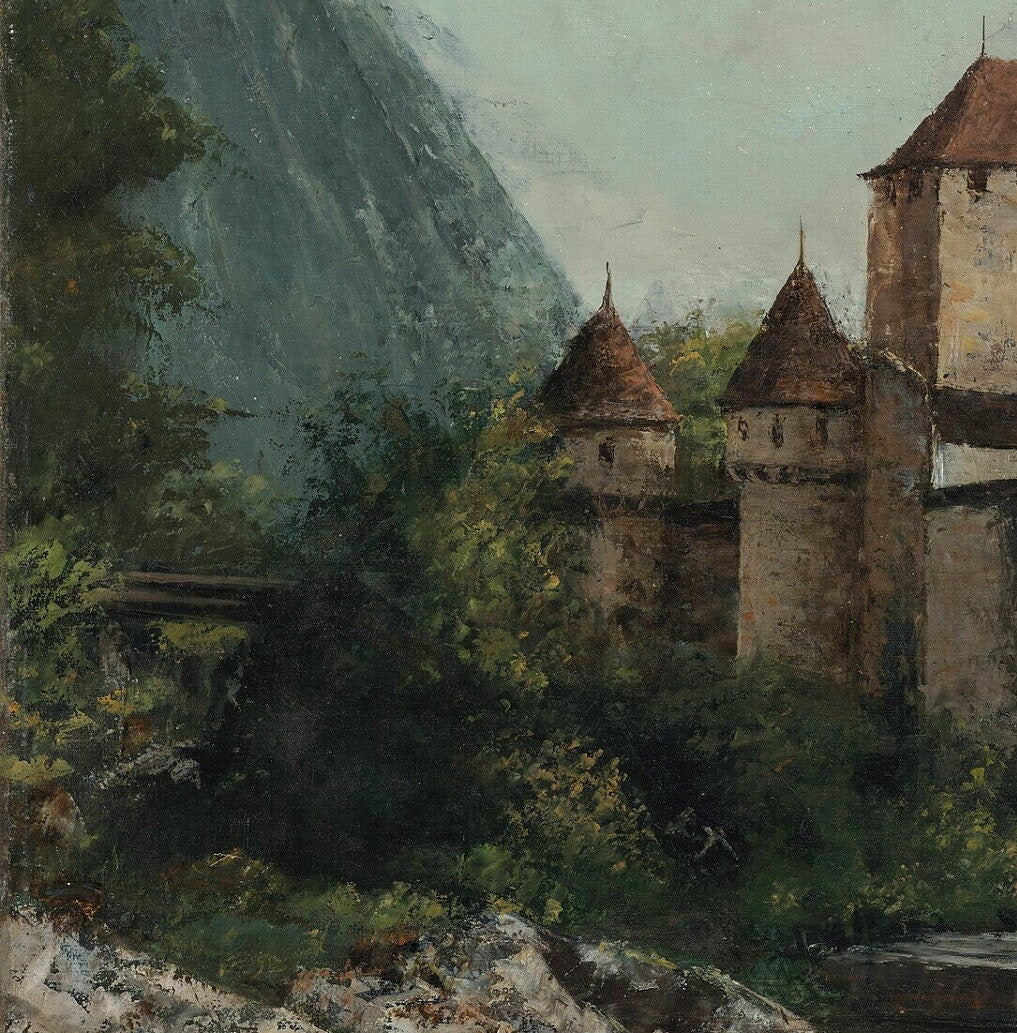 Le Château de Chillon-by Gustave Courbet, 3d Printed with texture and brush strokes looks like original oilpainting high realistic printing.