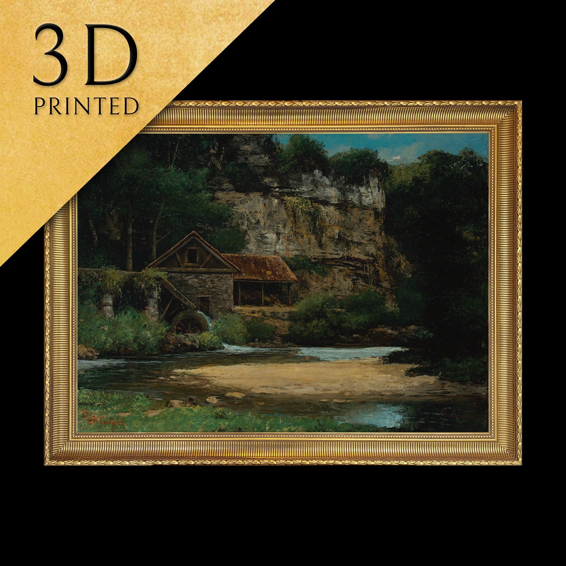 Le Moulin by Gustave Courbet 3d Printed with texture and brush strokes looks like original oilpainting high realistic printing