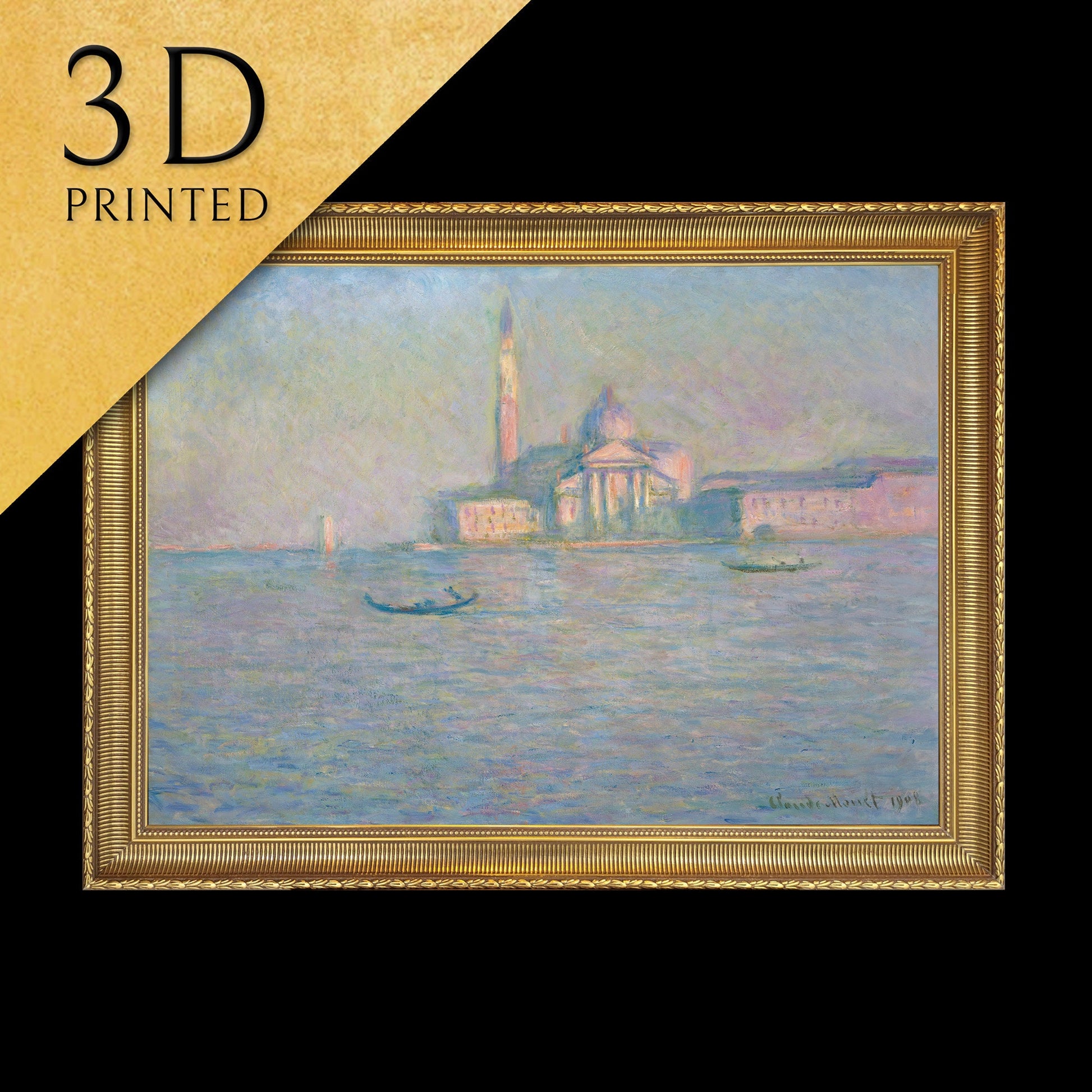 The Church of San Giorgio Maggiore by Claude Monet , 3d Printed with texture and brush strokes looks like original oil painting