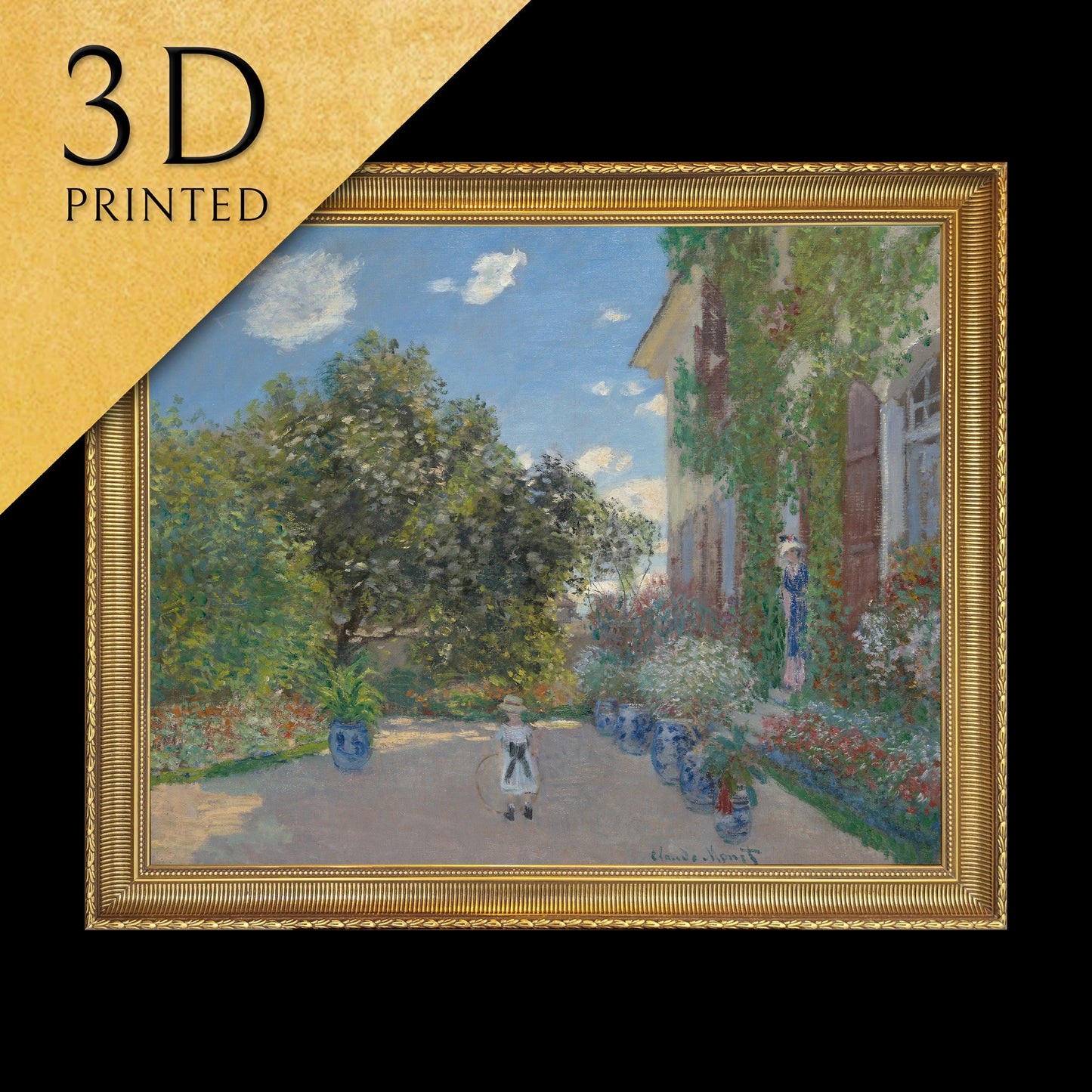 The artist s house at argenteuil by Claude Monet, 3d Printed with texture and brush strokes looks like original oil painting