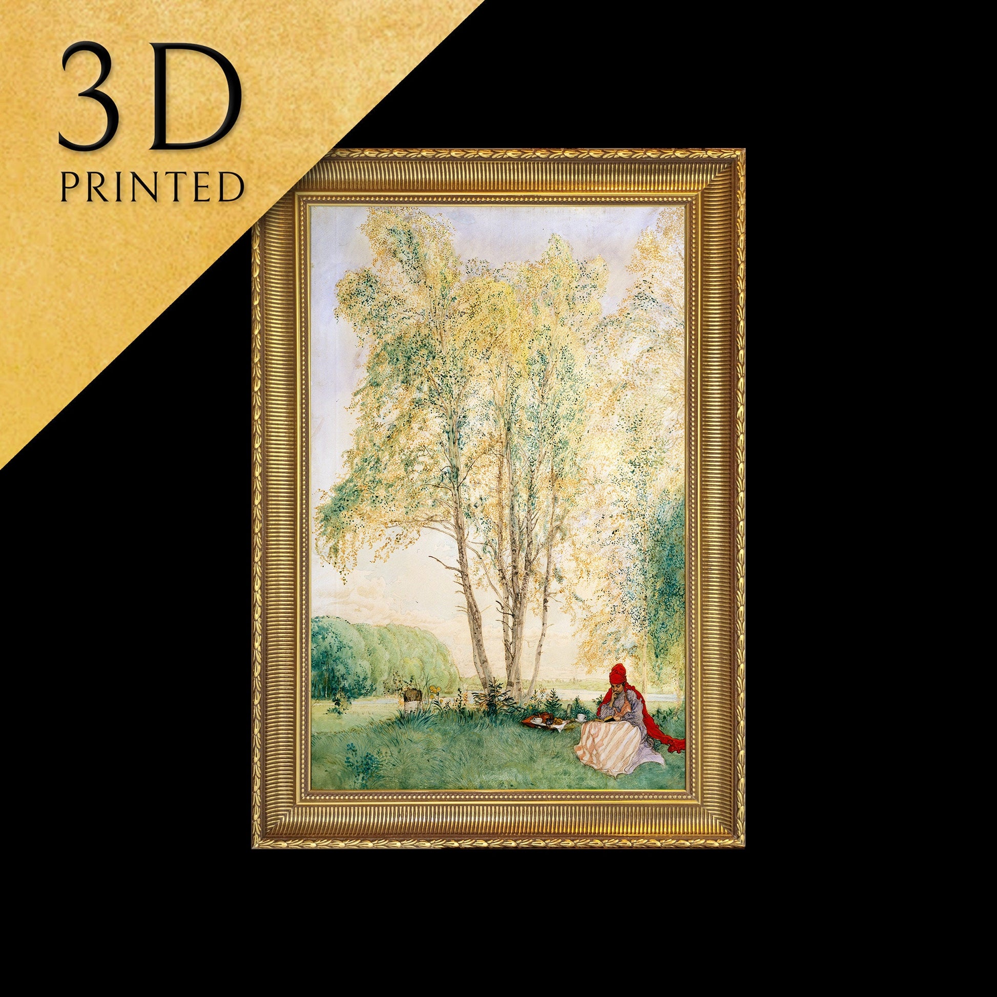 Beneath the Birches by Carl Larsson, 3dPrinted with texture and brush strokes looks like original oil painting high realistic printing