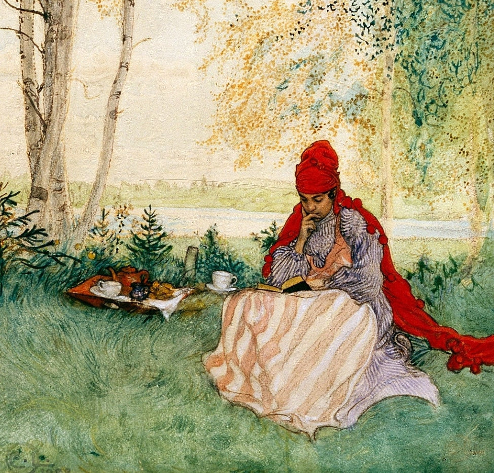 Carl Larsson "Beneath the Birches" 3D Textured Print