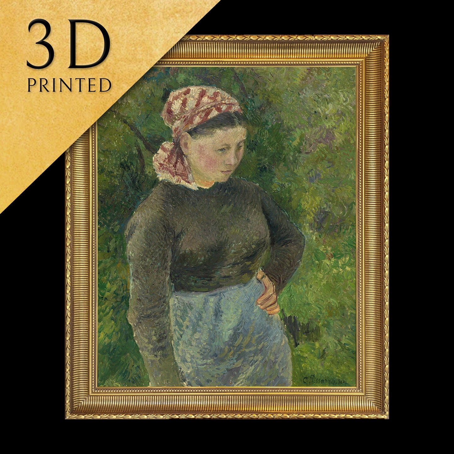 Peasant Woman by Camille Pissarro, 3dPrinted with texture and brush strokes looks like original oilpainting high realistic printing