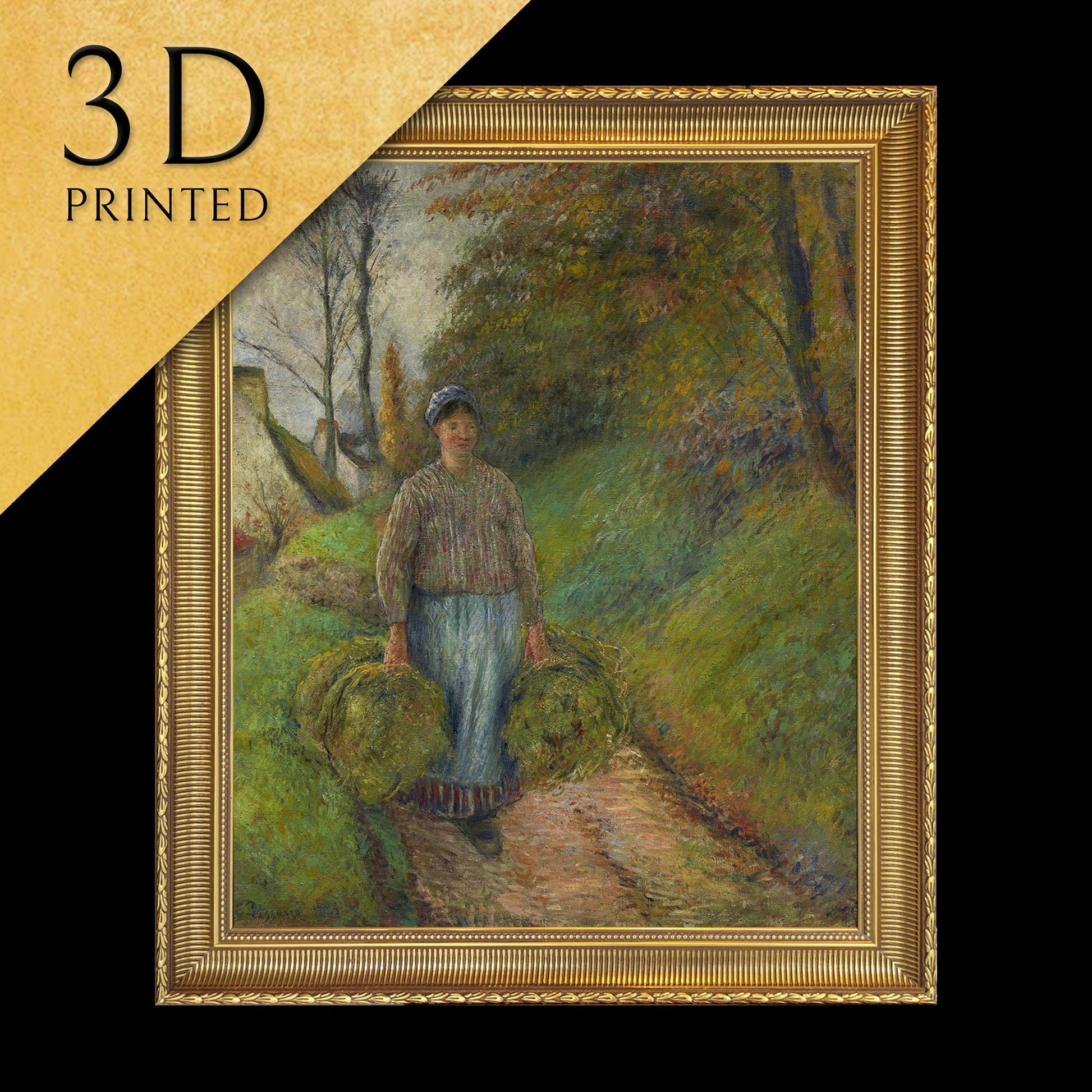 Two Bundles by Camille Pissarro, 3dPrinted with texture and brush strokes looks like original oil painting, high realistic printing