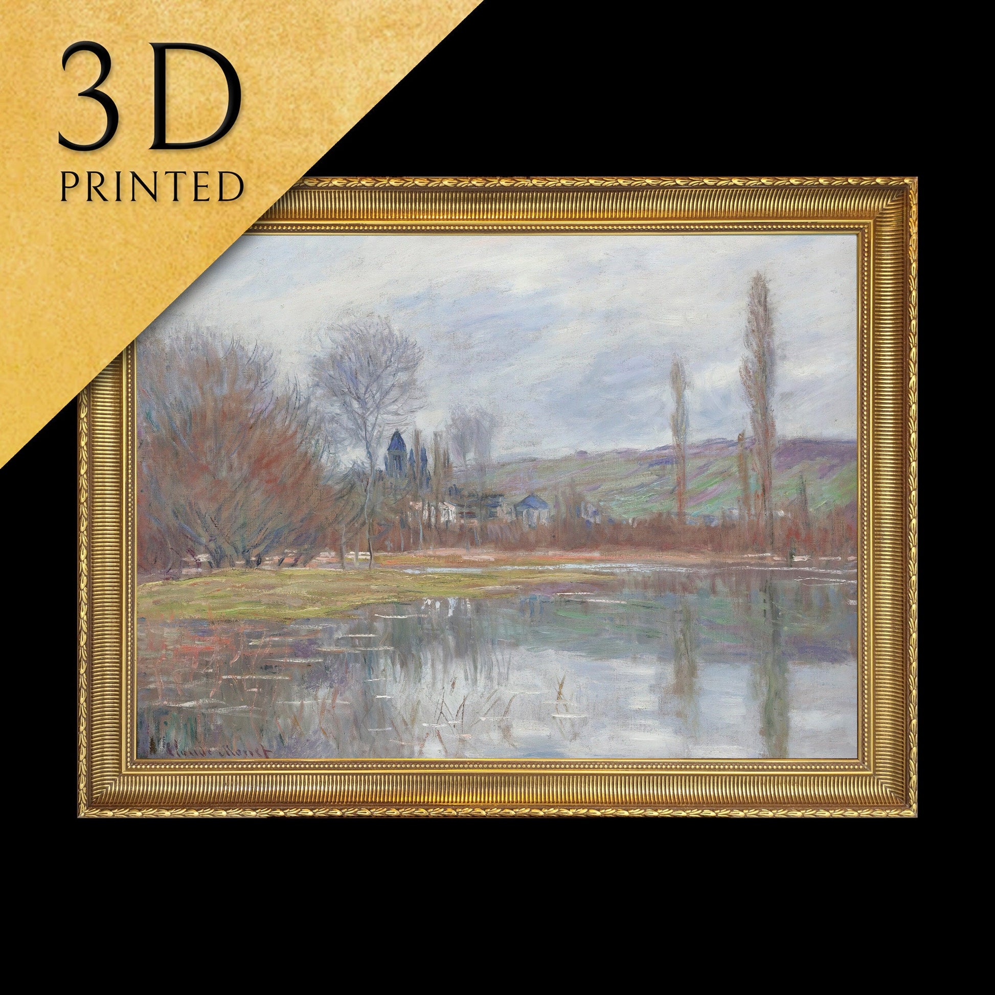 Printemps A Vetheuil by Claude Monet, 3d Printed with texture and brush strokes looks like original oil painting