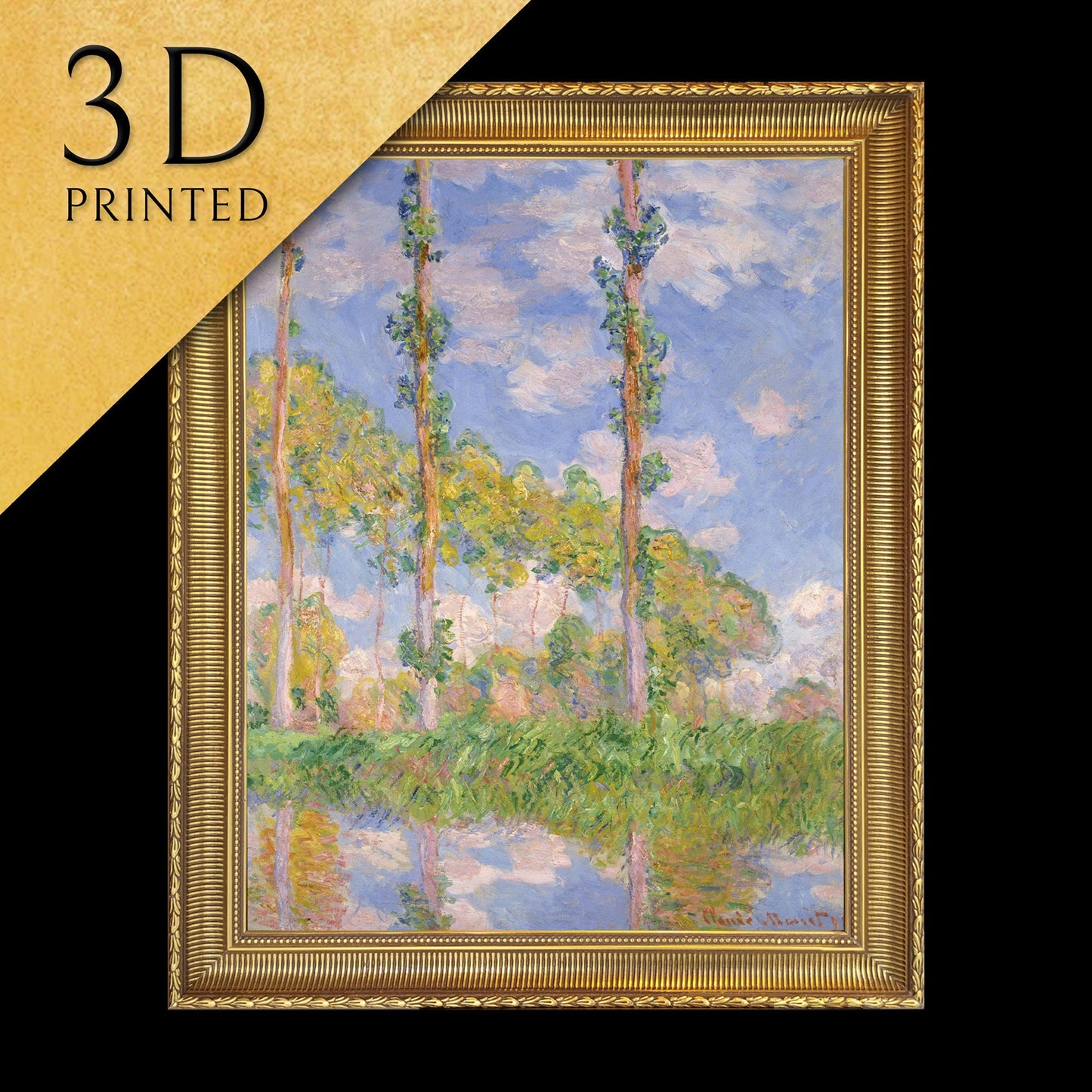 Poplars in the sun by Claude Monet, 3d Printed with texture and brush strokes looks like original oil painting