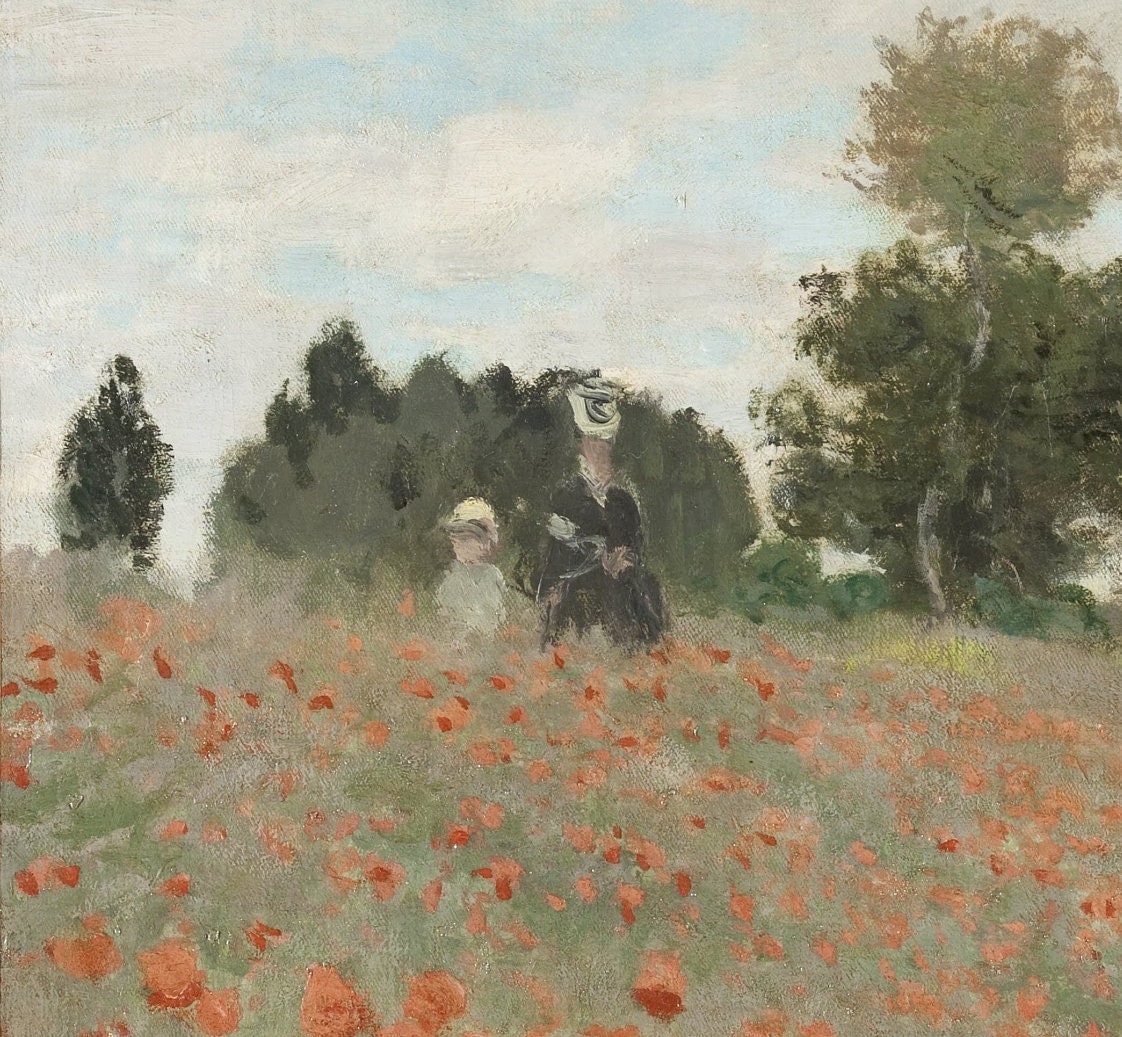 Poppy Field by Claude Monet, 3d Printed with texture and brush strokes looks like original oil painting