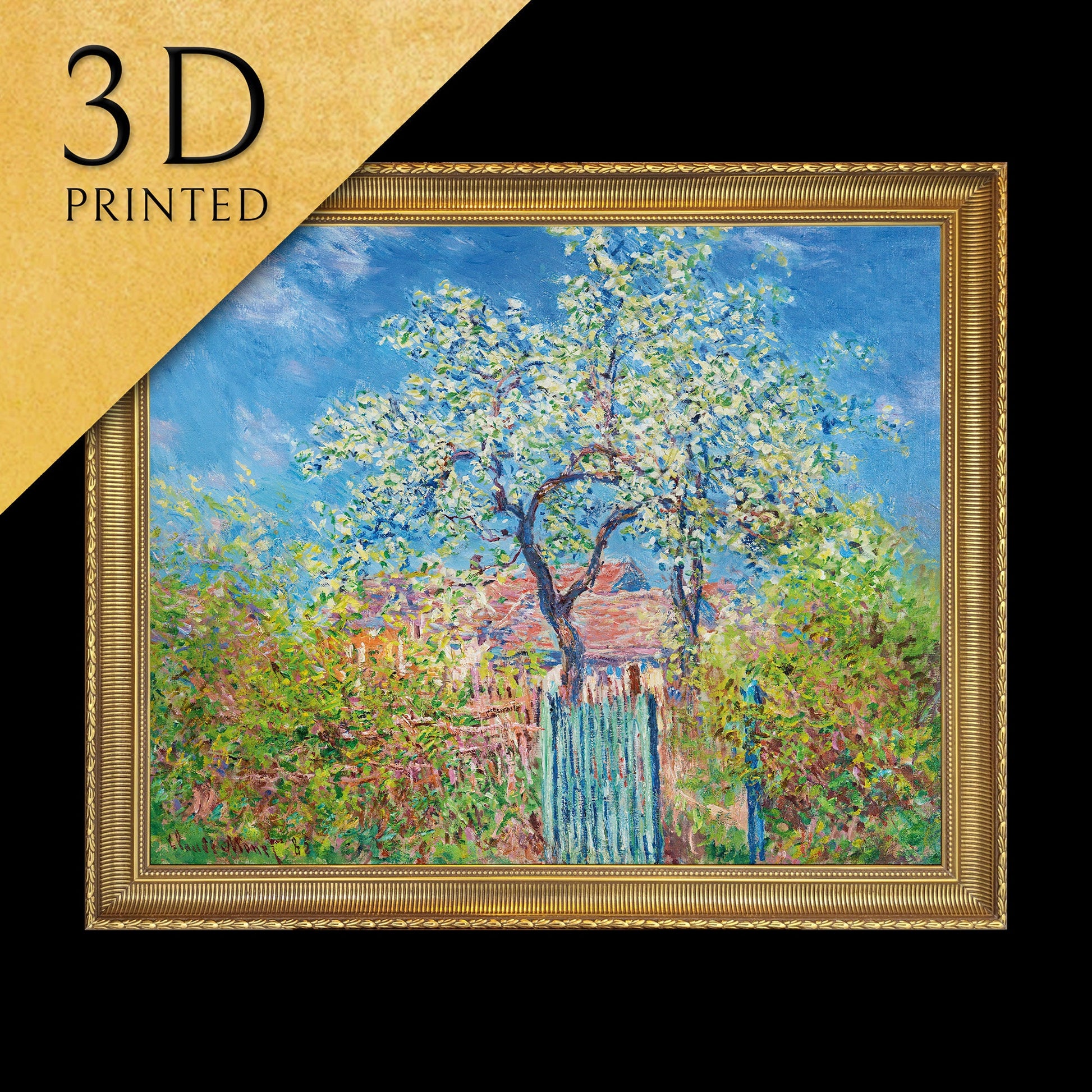 Poirier En Fleurs by Claude Monet, 3d Printed with texture and brush strokes looks like original oil painting