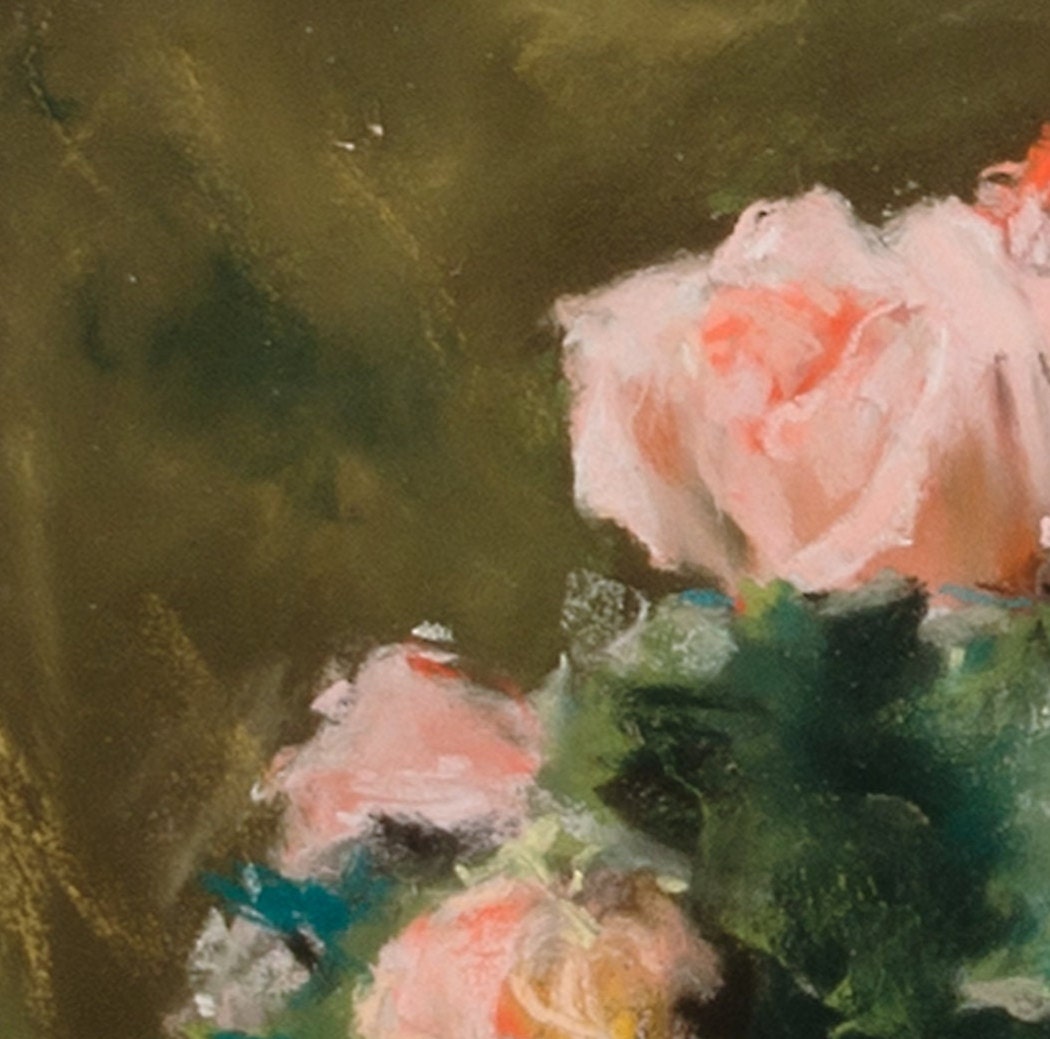 Roses by William Merritt Chase, 3d Printed with texture and brush strokes looks like original oil painting, high realistic printing