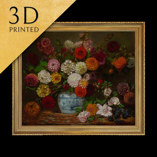 Still Life by by Eugene Delacroix, 3d Printed with texture and brush strokes looks like original oil painting, high realistic printing