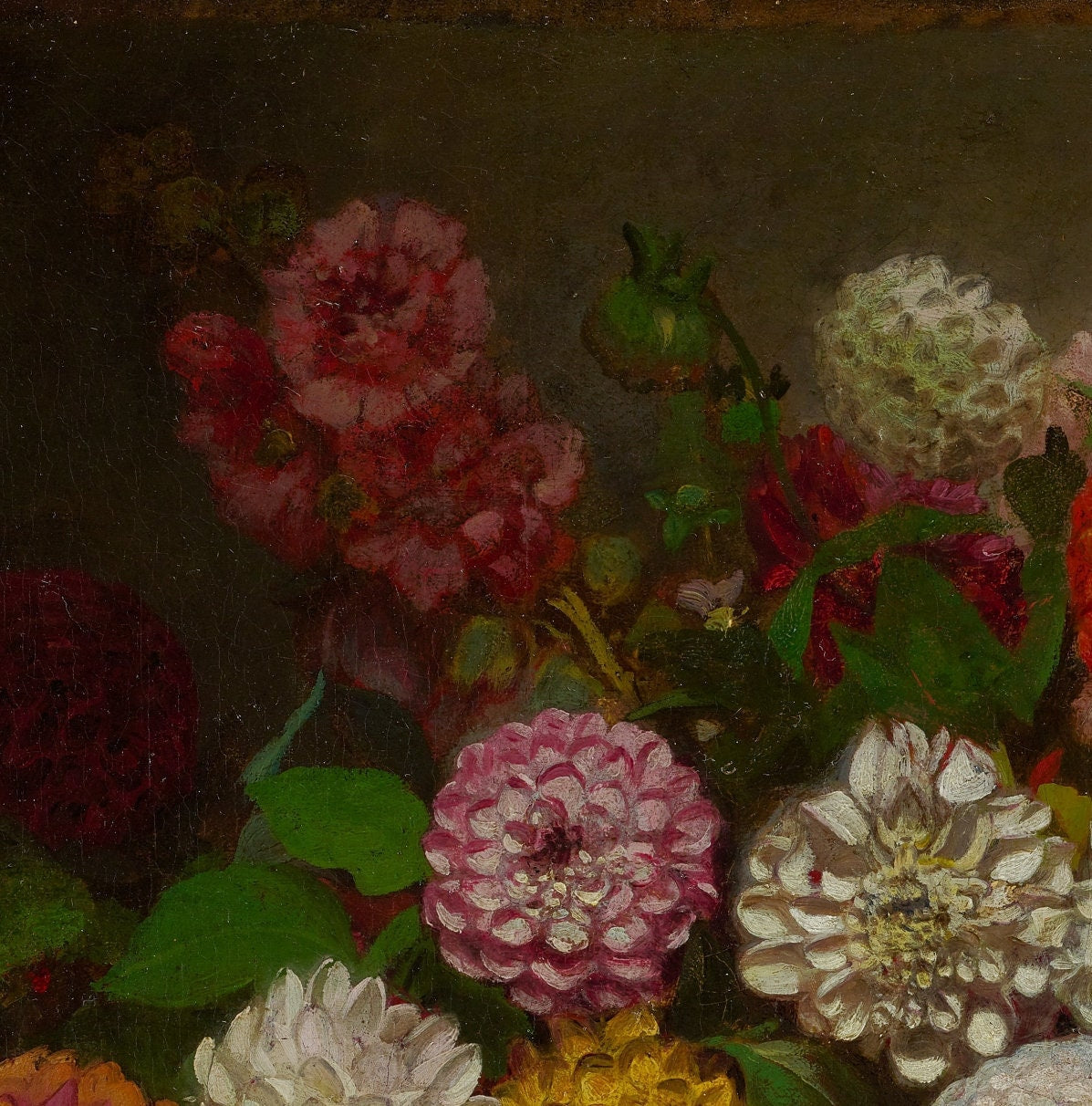 Delacroix Still Life 3D Print: Hollyhocks and Plums
