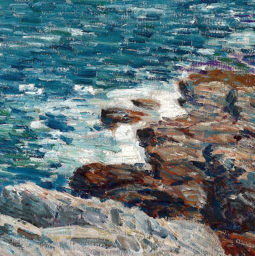 The South Ledges Painting: 3D Textured Print, Appledore Coastal Art