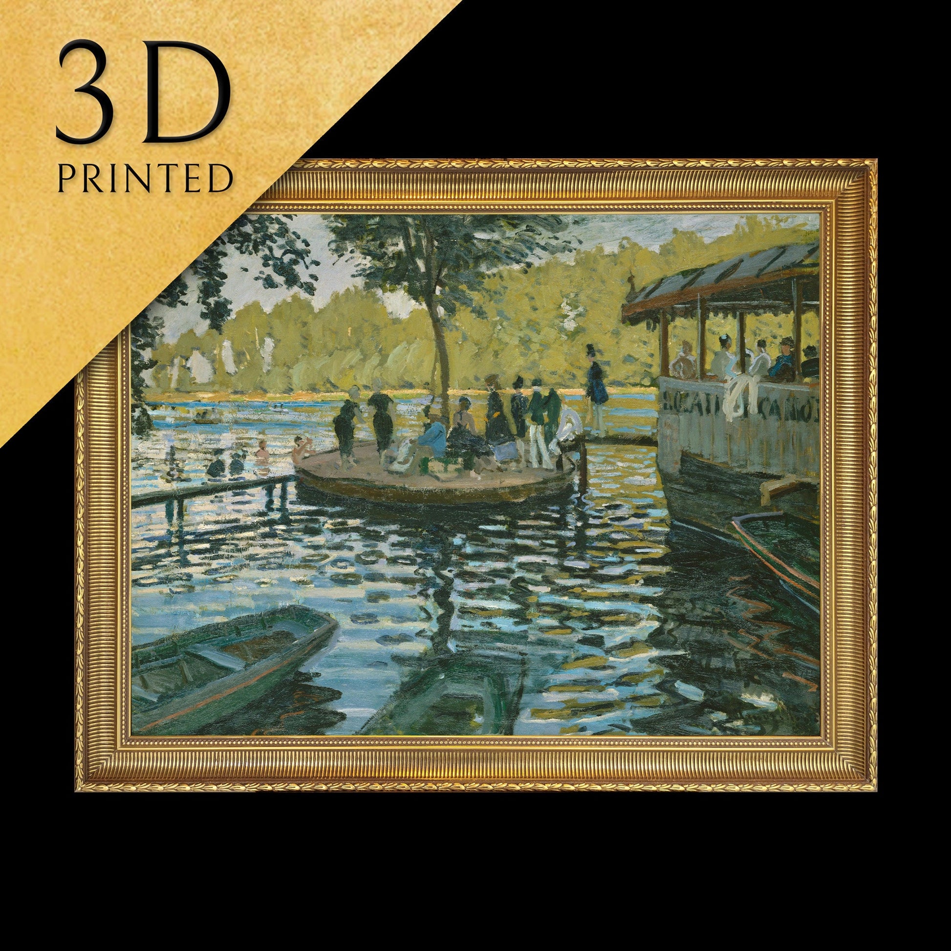 Le grenouillere by Pierre Auguste Renoir, 3d Printed with texture and brush strokes looks like original oil painting