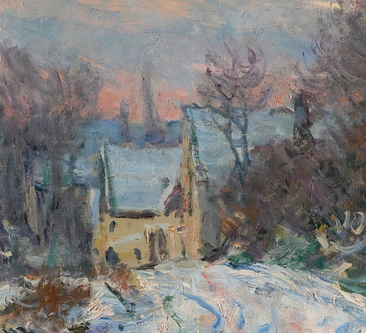 L’entrée De Giverny En Hiver by Claude Monet, 3d Printed with texture and brush strokes looks like original oil painting.