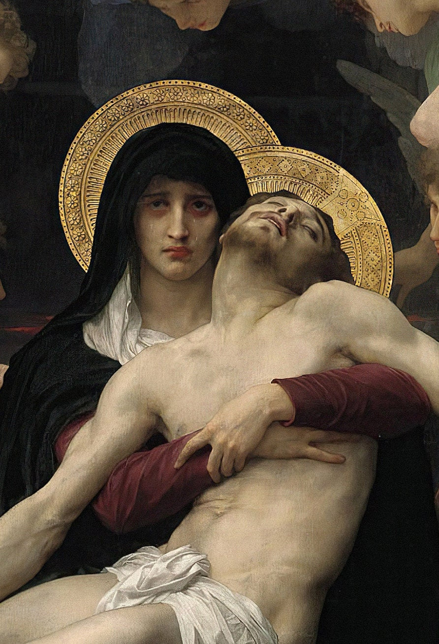 Pieta 1876 by William Bouguereau , 3d Printed with texture and brush strokes looks like original oil painting