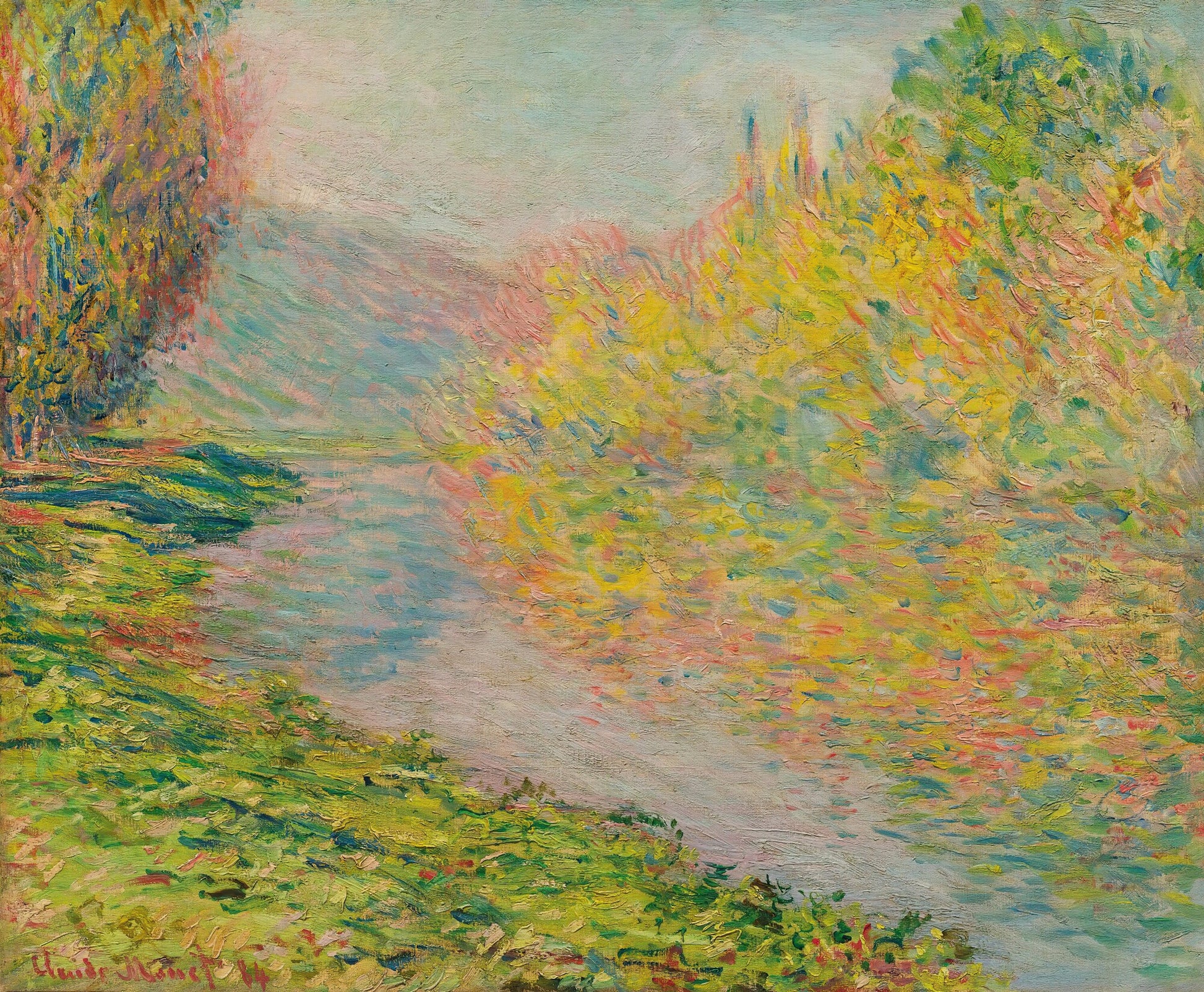 Autumn In Jeufosse by Claude Monet, 3d Printed with texture and brush strokes looks like original oil painting.