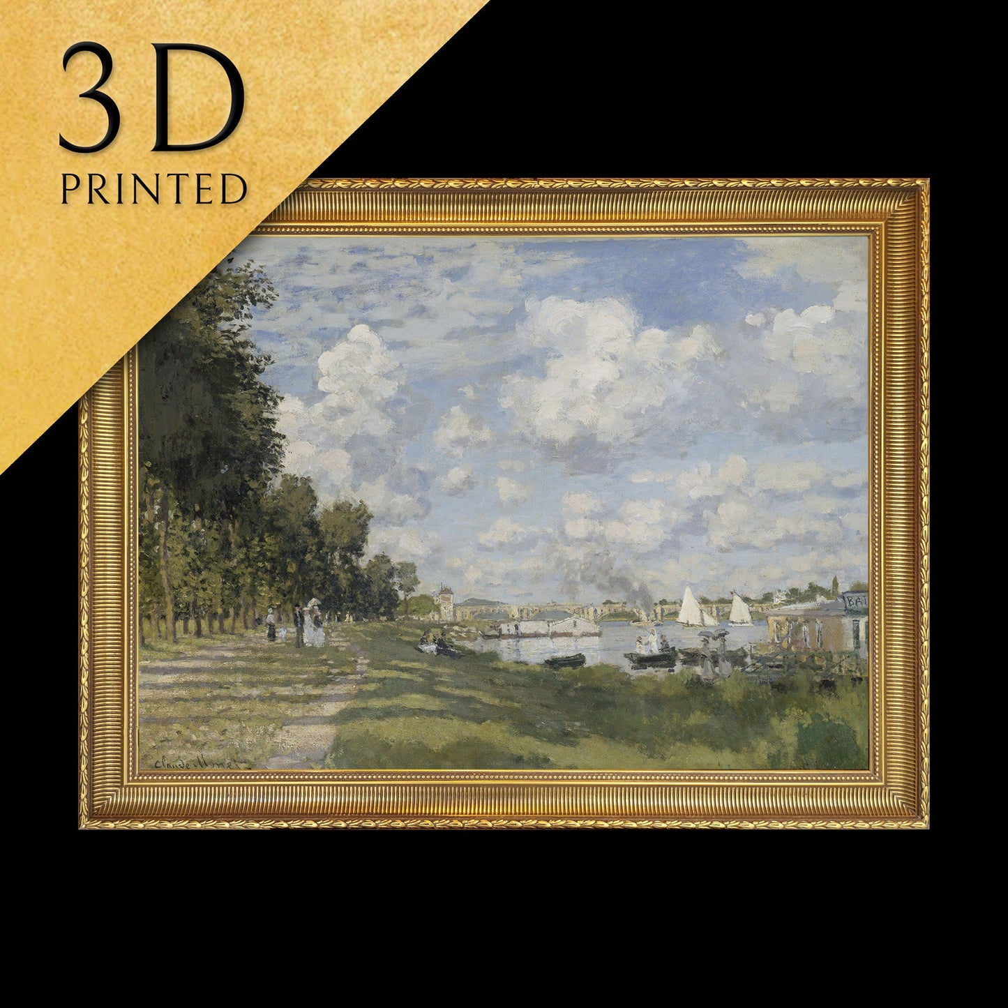 Bassin d’Argenteuil by Claude Monet, 3d Printed with texture and brush strokes looks like original oil painting.