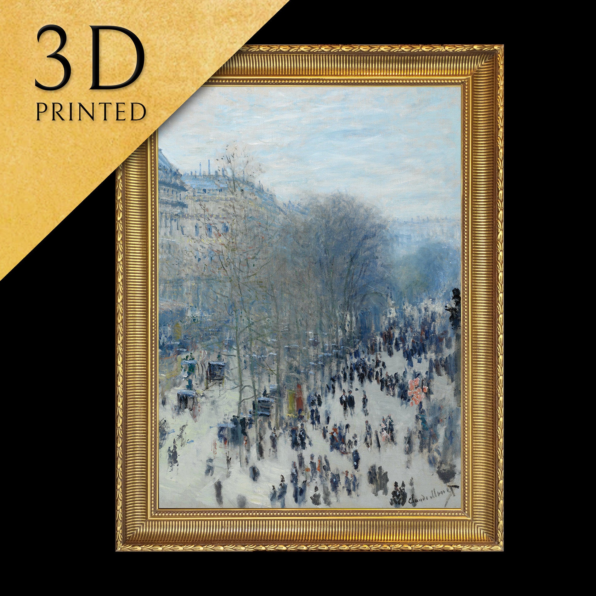 Boulevard des Capucines by Cloude Monet, 3d Printed with texture and brush strokes looks like original oil painting.