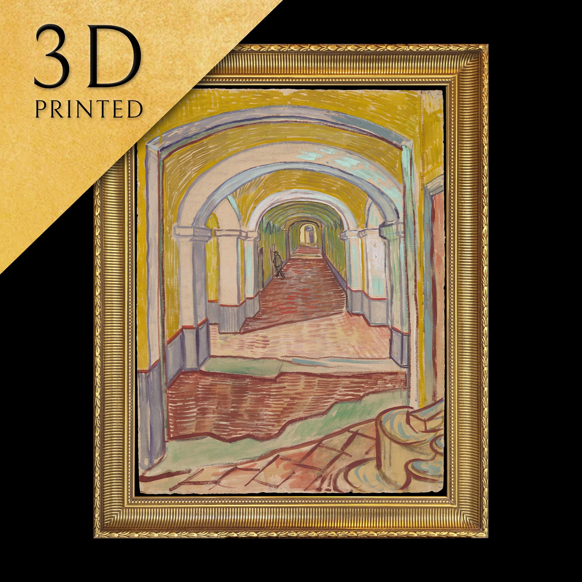 Corridor in the Asylum by Van Gogh, 3d Printed with texture and brush strokes looks like original oil-painting.