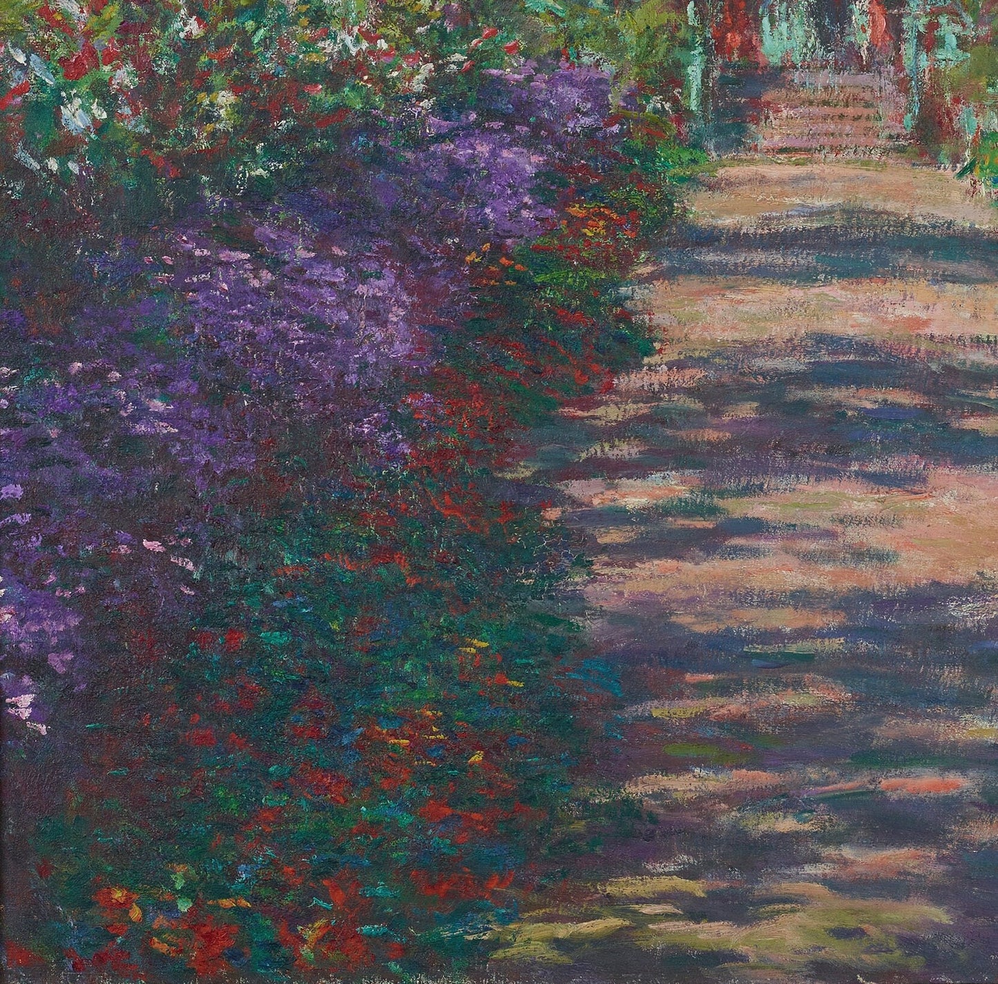 Monet's Garden Print: 3D Textured Oil Painting Reproduction