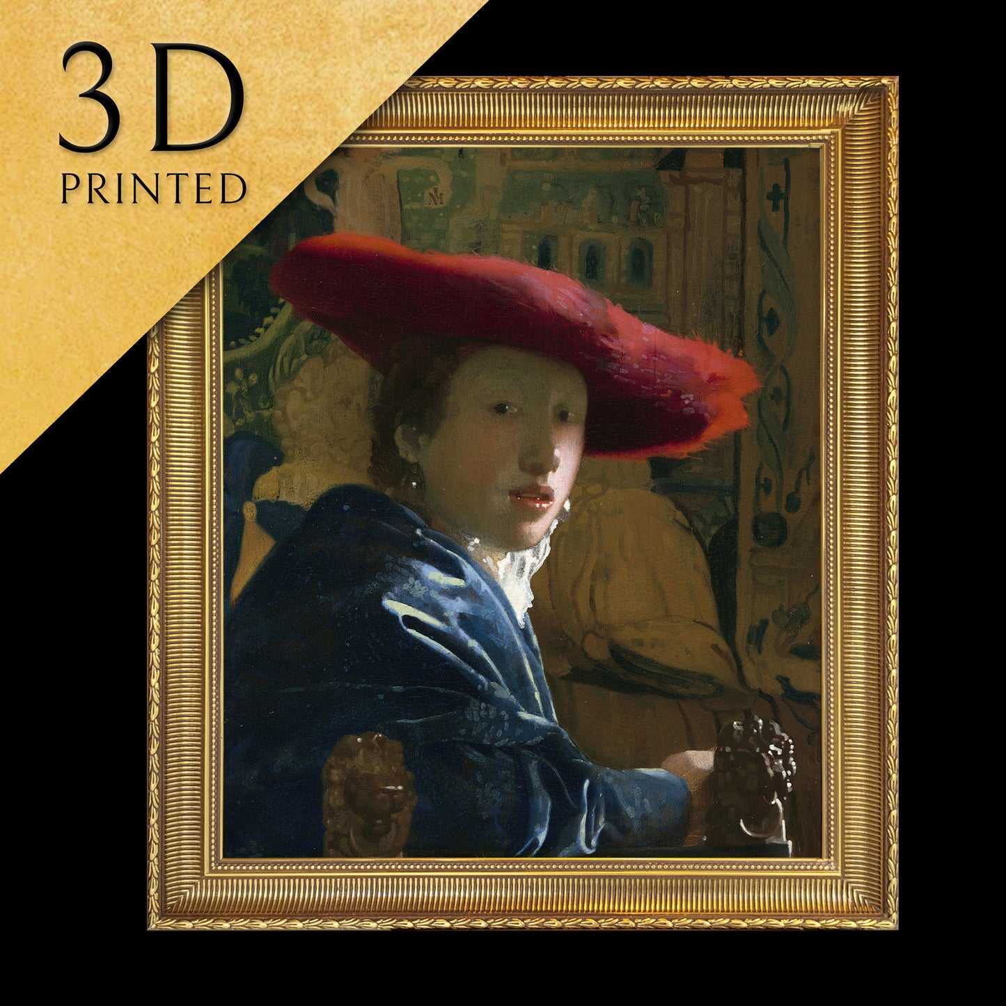 Girl with the Red Hat by Cloude Monet, 3d Printed with texture and brush strokes looks like original oil painting.