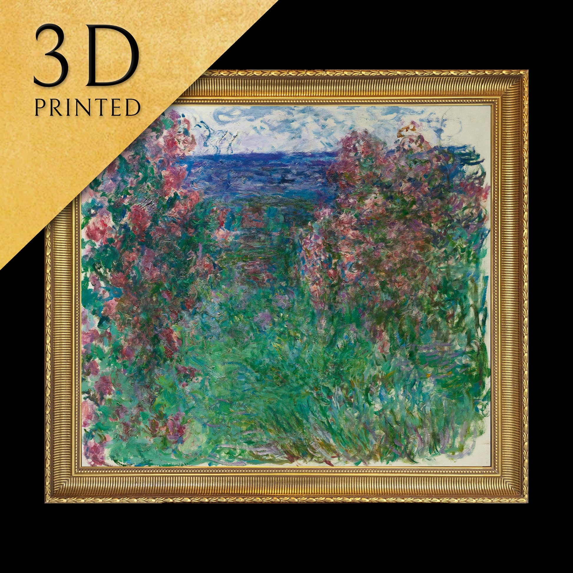 La Maison Dans Les Roses by Cloude Monet,3d Printed with texture and brush strokes looks like original oil painting.