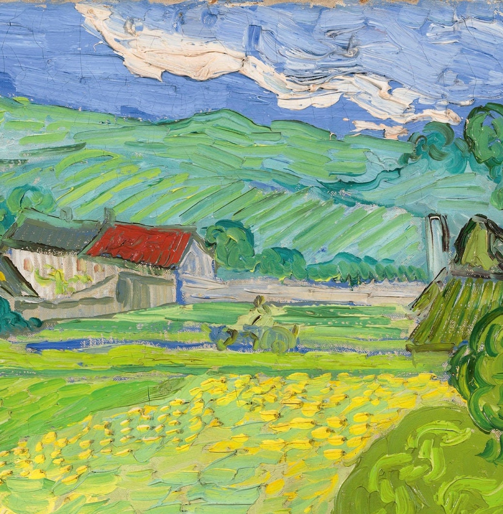 View of Vessenots Near Auvers by Van Gogh, 3d Printed with texture and brush strokes looks like original oil painting.