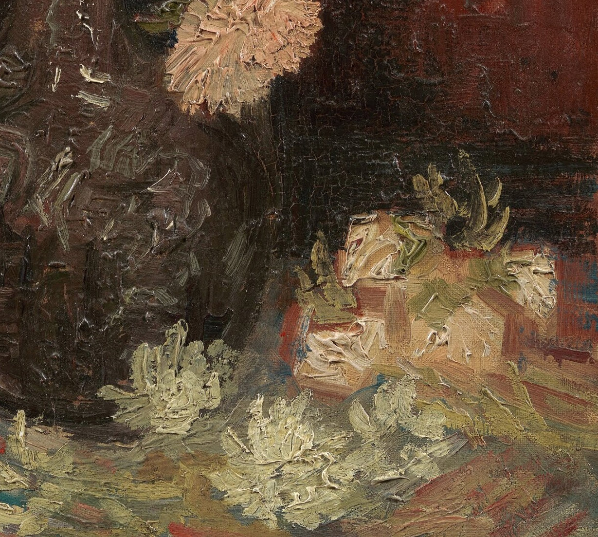 Vase With Chinese Asters and Gladioli by Van Gogh, 3d Printed with texture and brush strokes looks like original oil painting.