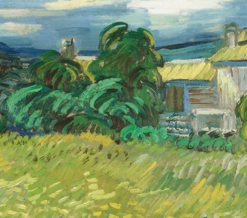 Van Gogh Green Field 3D Print: Textured Brushstrokes Art