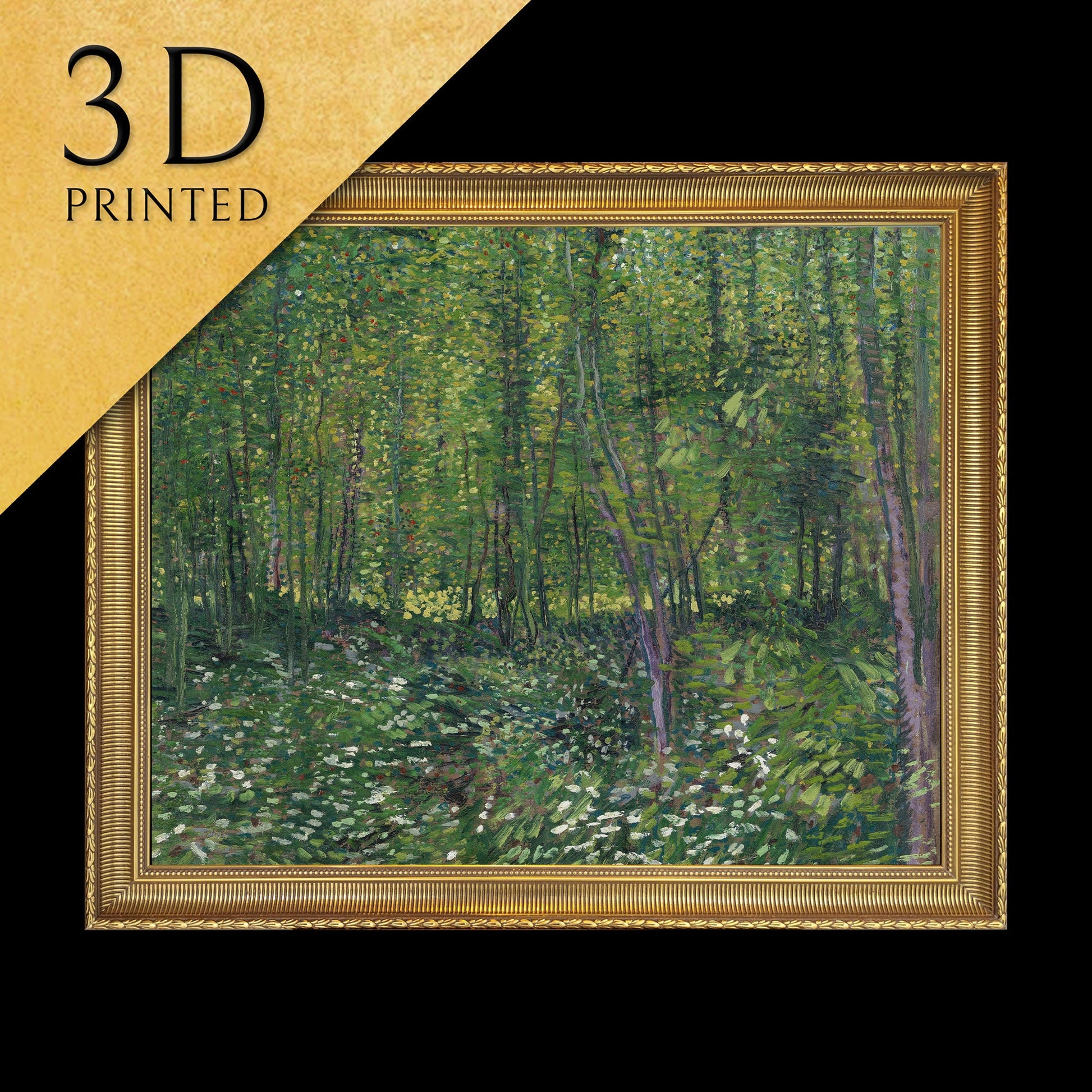 Trees and Undergrowth by Van Gogh, 3d Printed with texture and brush strokes looks like original oil painting.