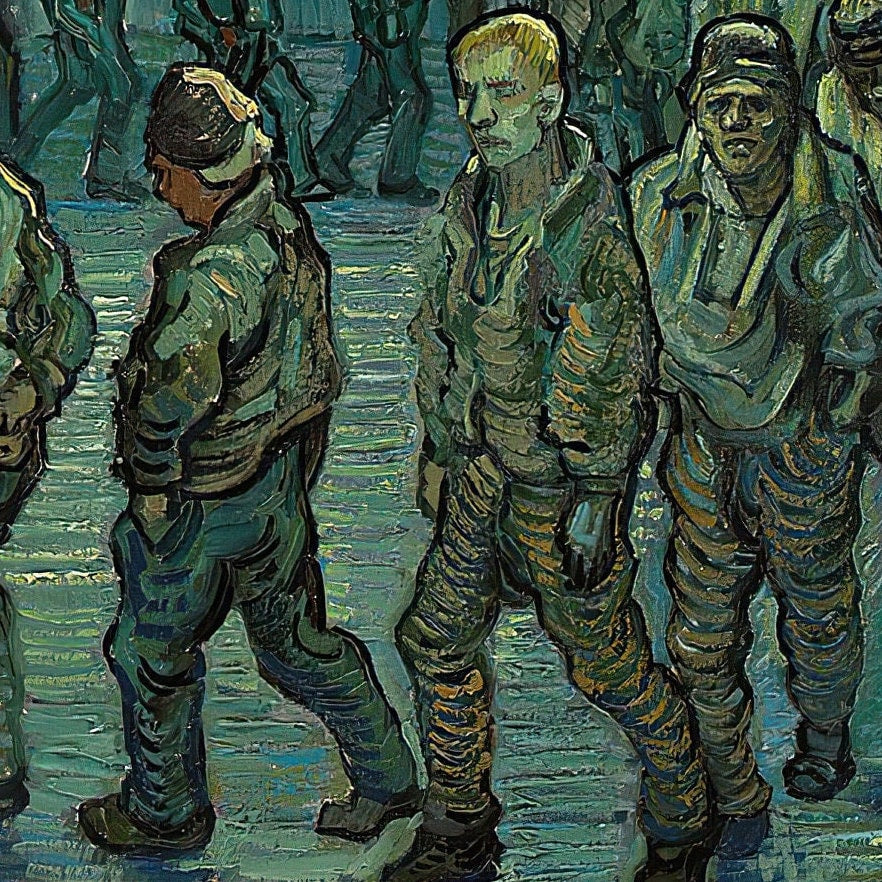 The Prison Courtyard by Van Gogh, 3d Printed with texture and brush strokes looks like original oil painting.