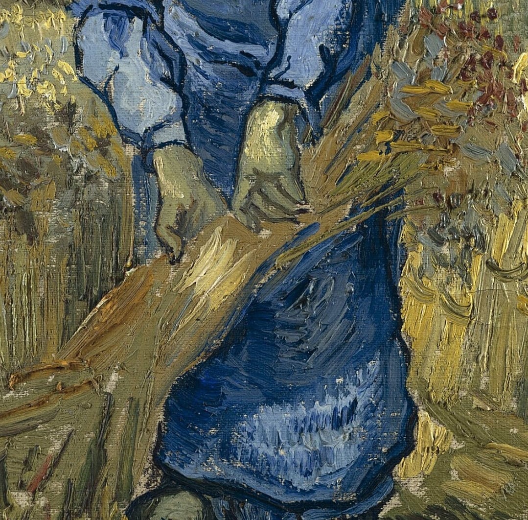 Peasant Woman Binding Sheaves by Van Gogh,3d Printed with texture and brush strokes looks like original oil painting