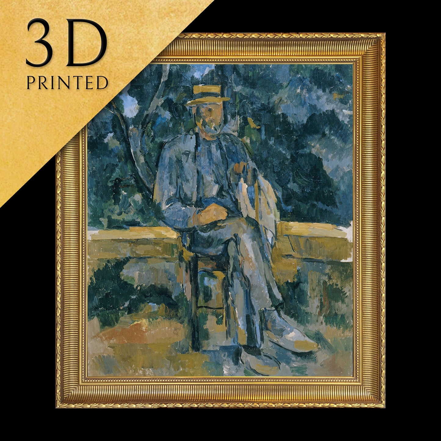 Portrait of Peasant by Paul Cezanne, 3d Printed with texture and brush strokes looks like original oil painting